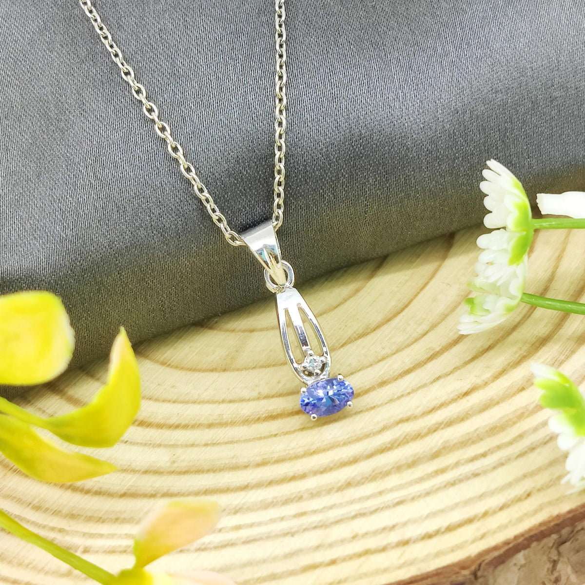 Natural Tanzanite Pendant- 925 Sterling Silver Jewelry-December Birthstone Jewelry-Cubic Zircon Women's Pendant-Birthday Gift