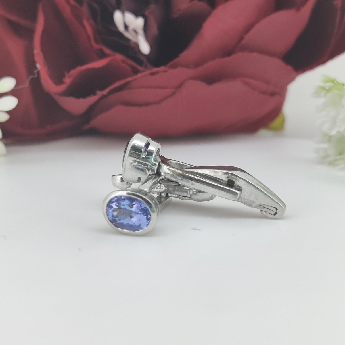 Natural Tanzanite Cufflinks-925 Sterling Silver-Oval Gemstone-December Birthstone Cufflinks-Blue Tanzanite Jewelry-Men's Accessories Gift