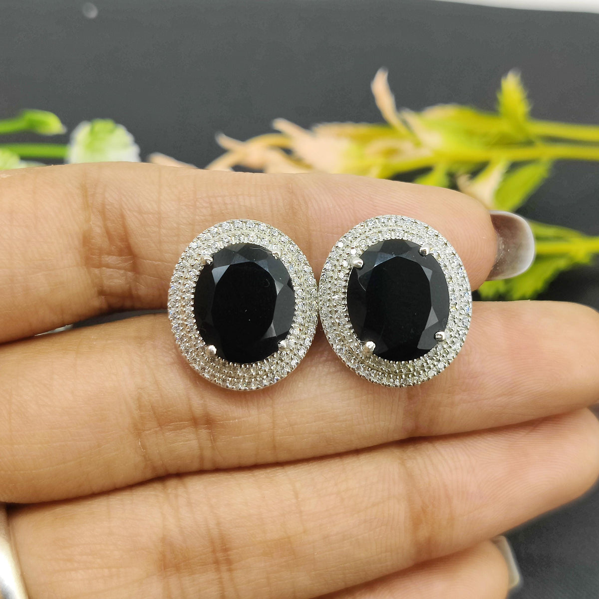 Sterling Silver Oval Black Onyx Gemstone Cufflinks, May Birthstone Jewelry