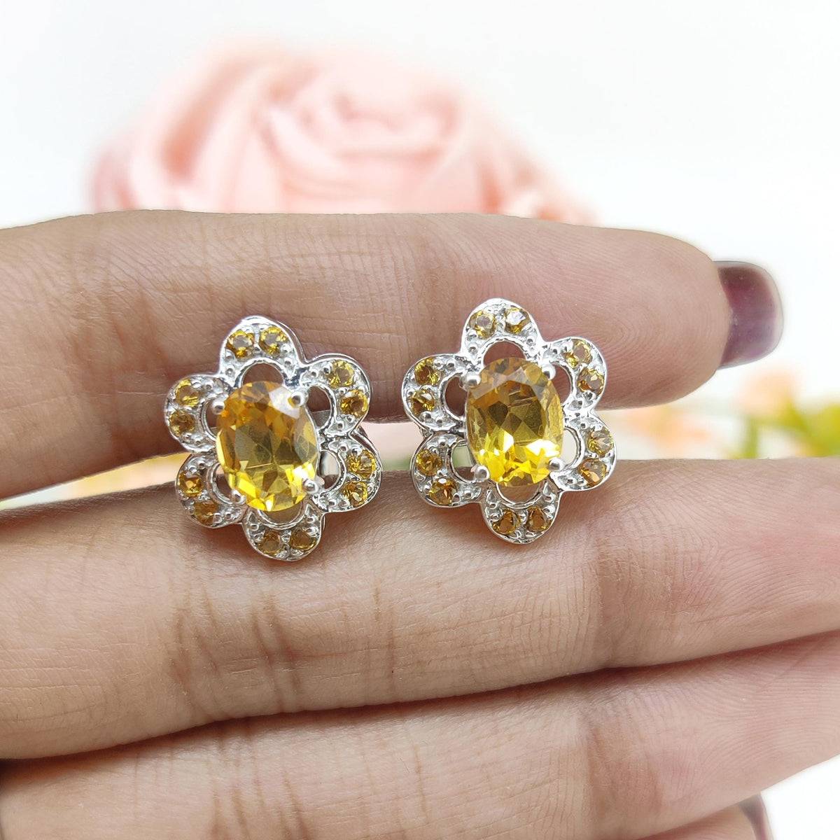 Sterling Silver Citrine Cufflinks, Oval Gemstone, November Birthstone, Men's Accessories