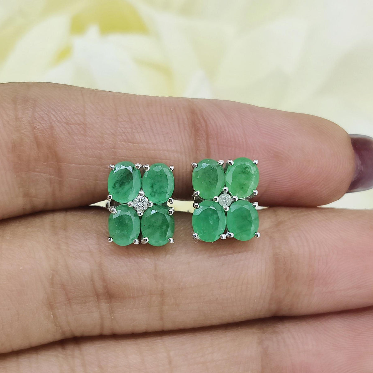 Natural Emerald Oval Cufflinks, 925 Sterling Silver, May Birthstone Gift for Him
