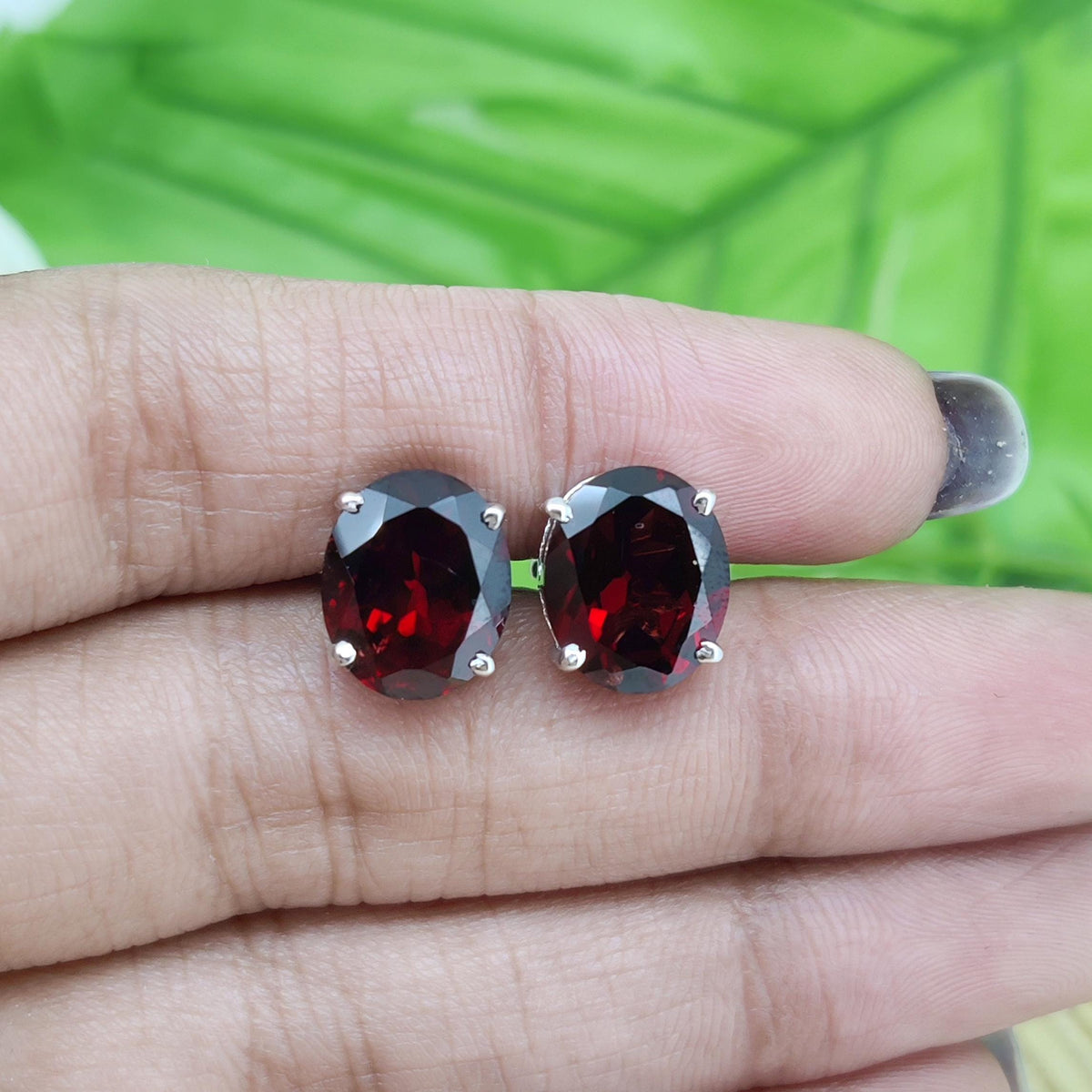 Oval Garnet Cufflinks, 925 Sterling Silver, January Birthstone, Men's Formal Accessories