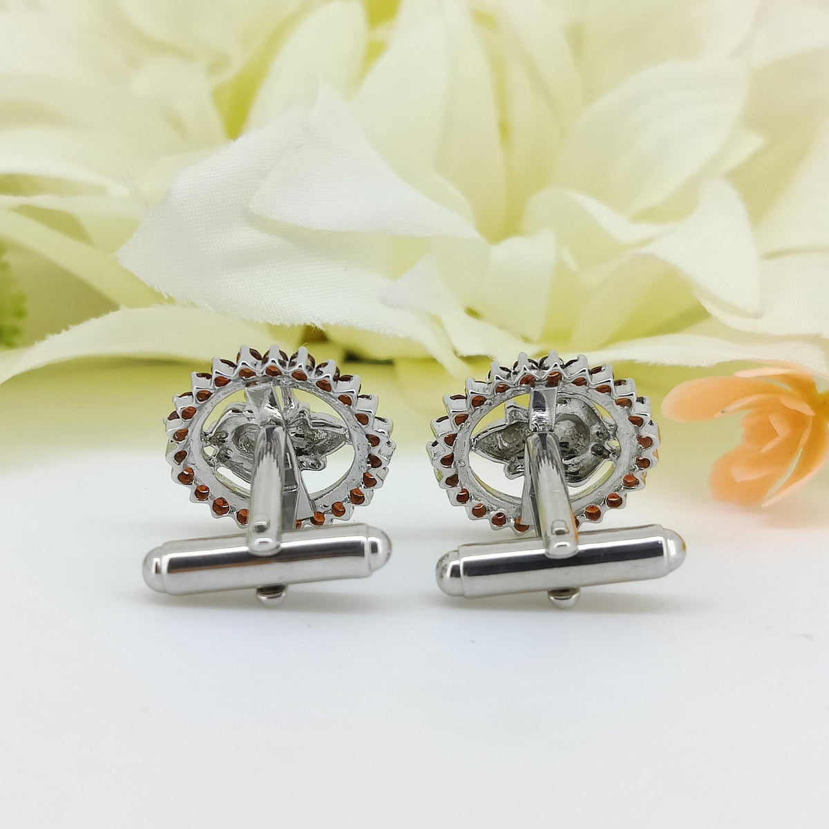 Garnet Ganesha Cufflinks, Sterling Silver Lord Ganesh Jewelry, January Birthstone, Men's Accessories