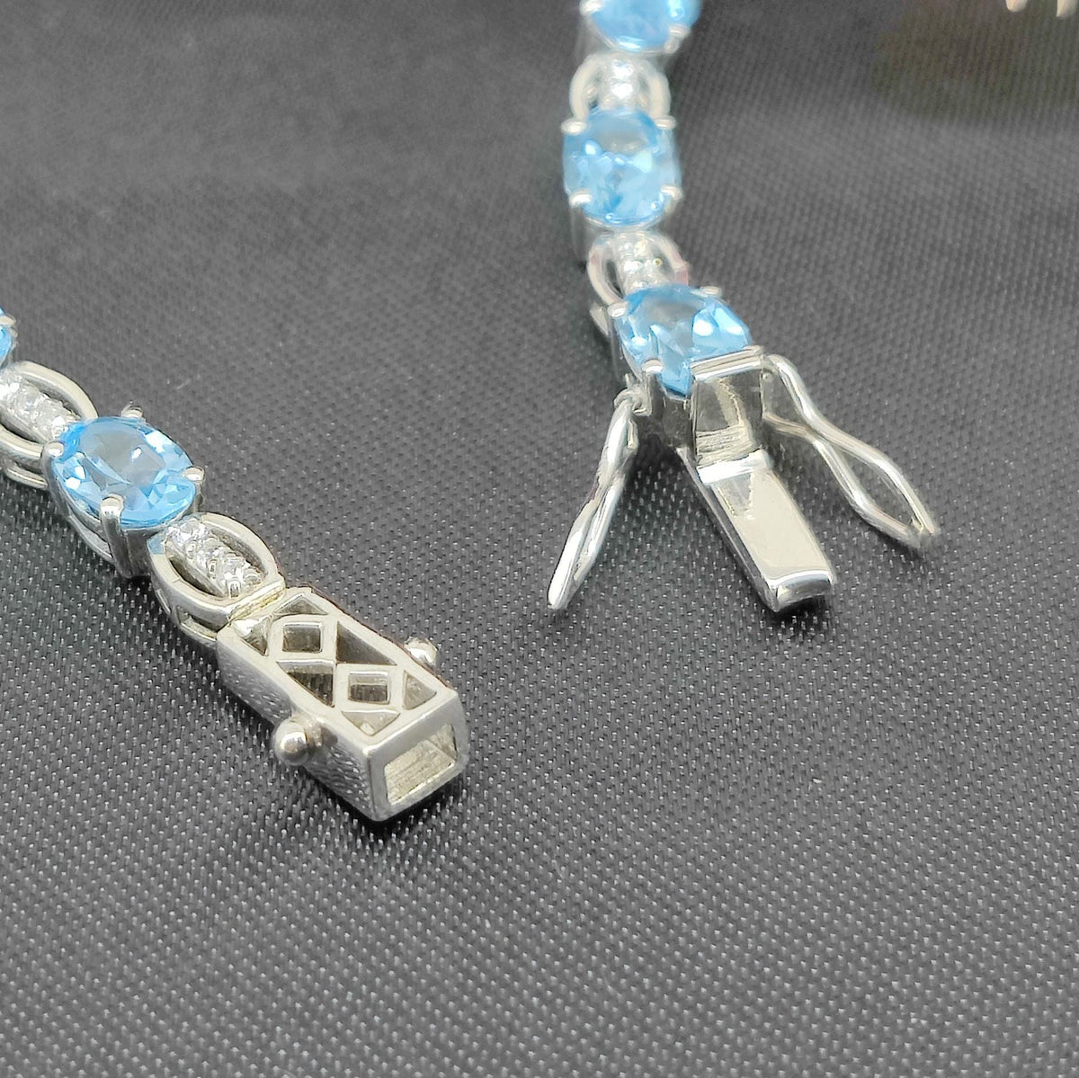 Oval Swiss Blue Topaz Tennis Bracelet, 925 Sterling Silver, December Birthstone, Bridal Jewelry