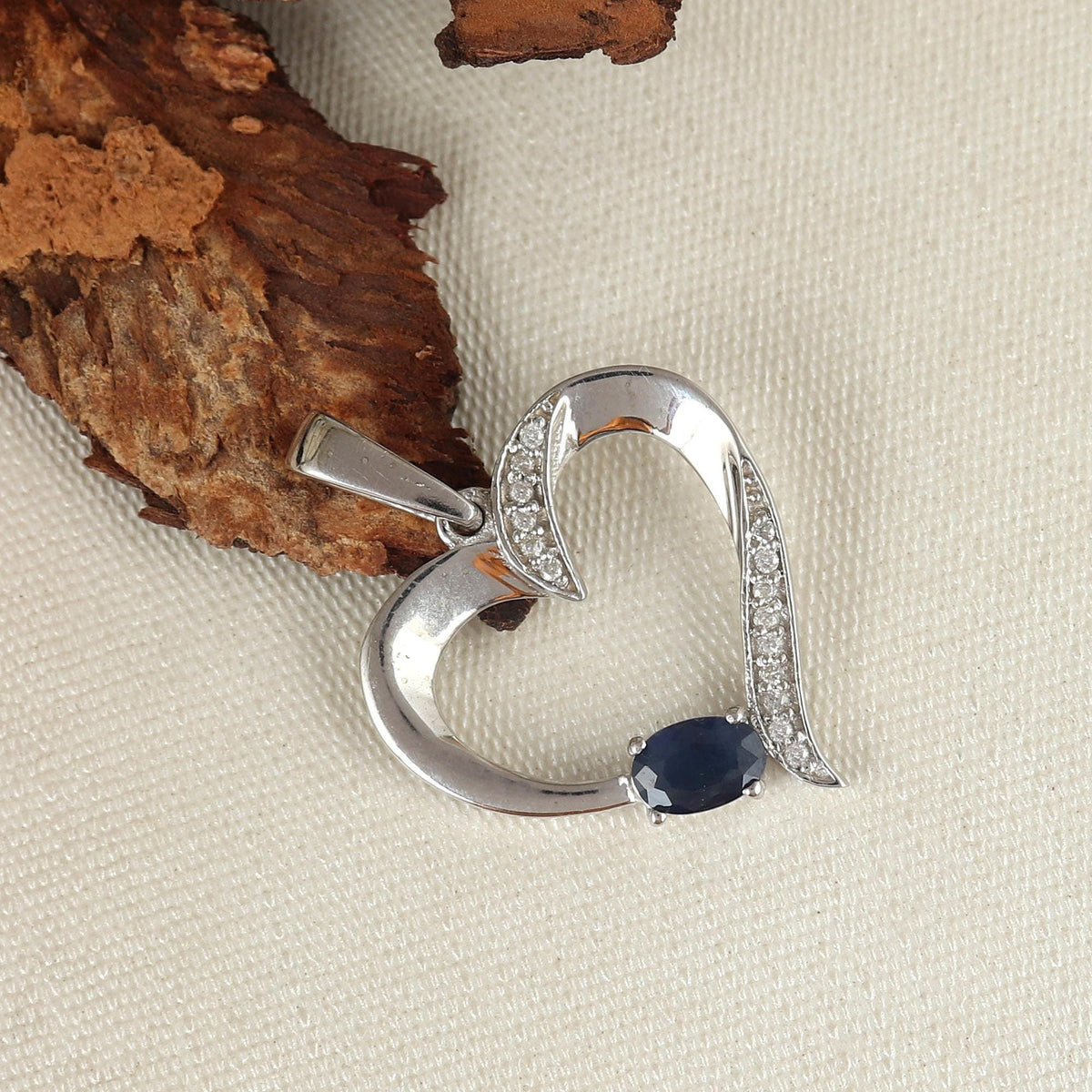 Blue Sapphire Heart Pendant: Sterling Silver September Birthstone Jewelry