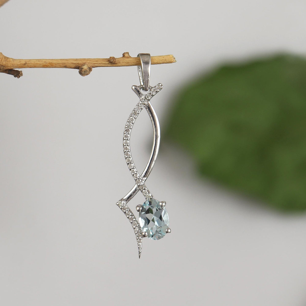Natural Aquamarine Sterling Silver Pendant: Handmade Oval Cut Gemstone, Gifts For Her