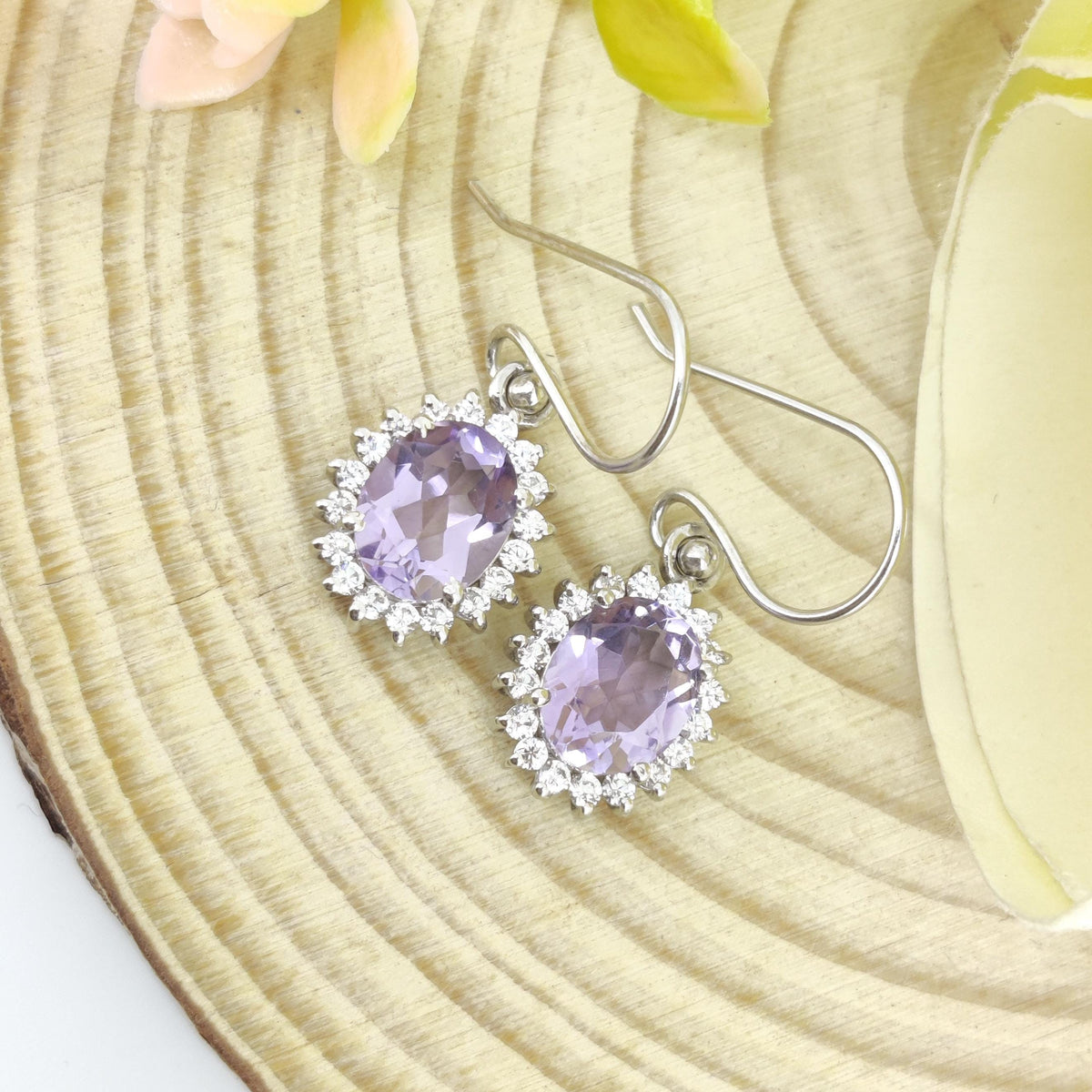 Natural Amethyst Earring-Gemstone Cluster Earring-925 Sterling Silver Jewelry-Purple Amethyst Jewelry-February Birthstone-Gift for Wedding
