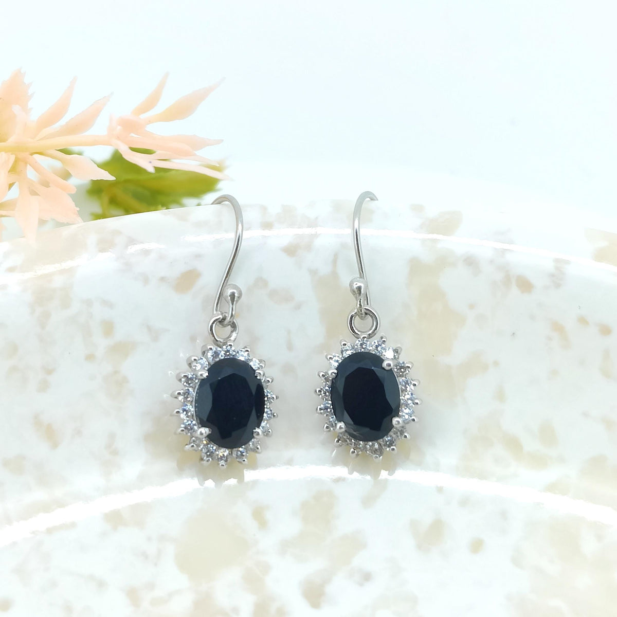 Natural Black Onyx Earring-925 Sterling Silver -July Birthstone-Black Onyx Jewelry
