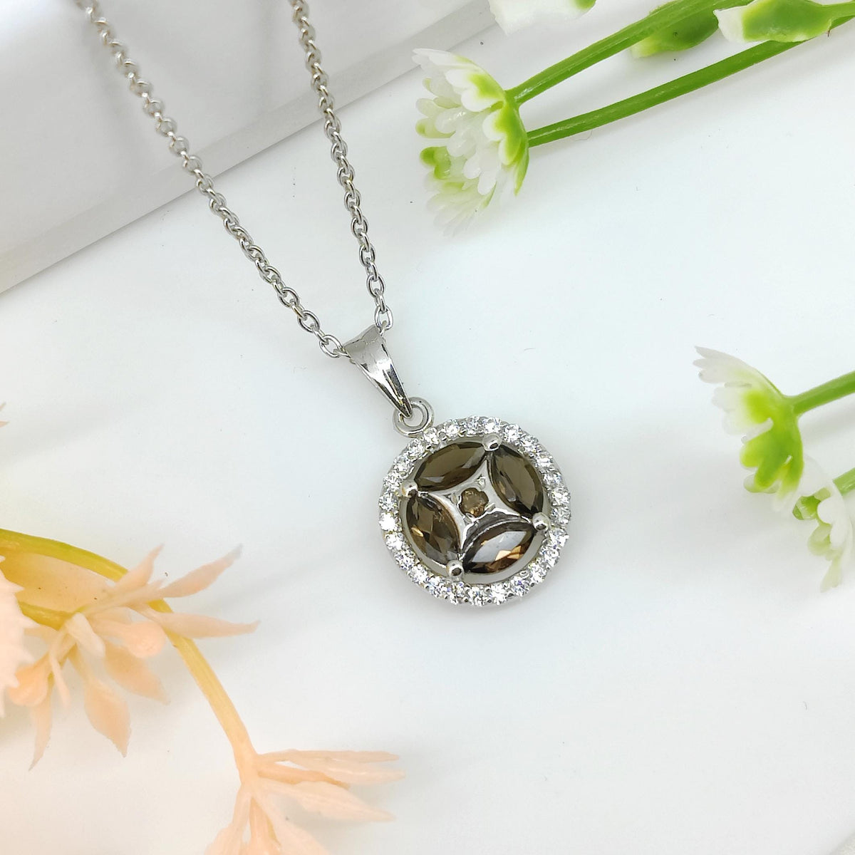 Handmade Sterling Silver Smoky Quartz Pendant, June Birthstone