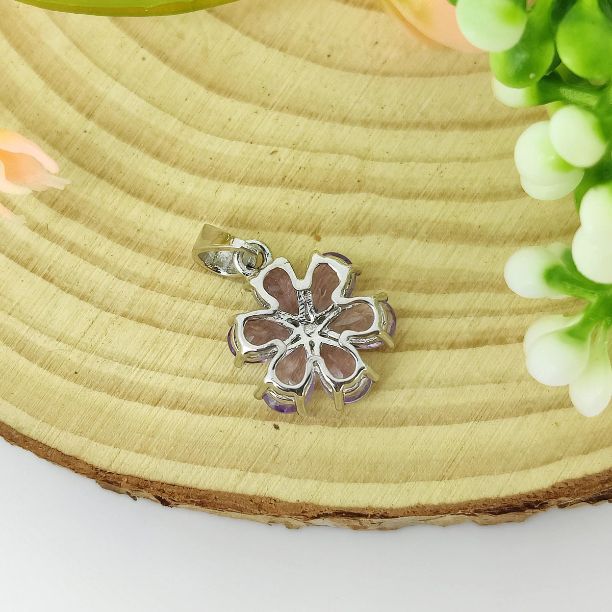 Natural Amethyst Pendant-925 Sterling Silver Jewelry-February Birthstone-Gemstone Flower Pendant-Handmade Jewelry-Gift for Anniversary