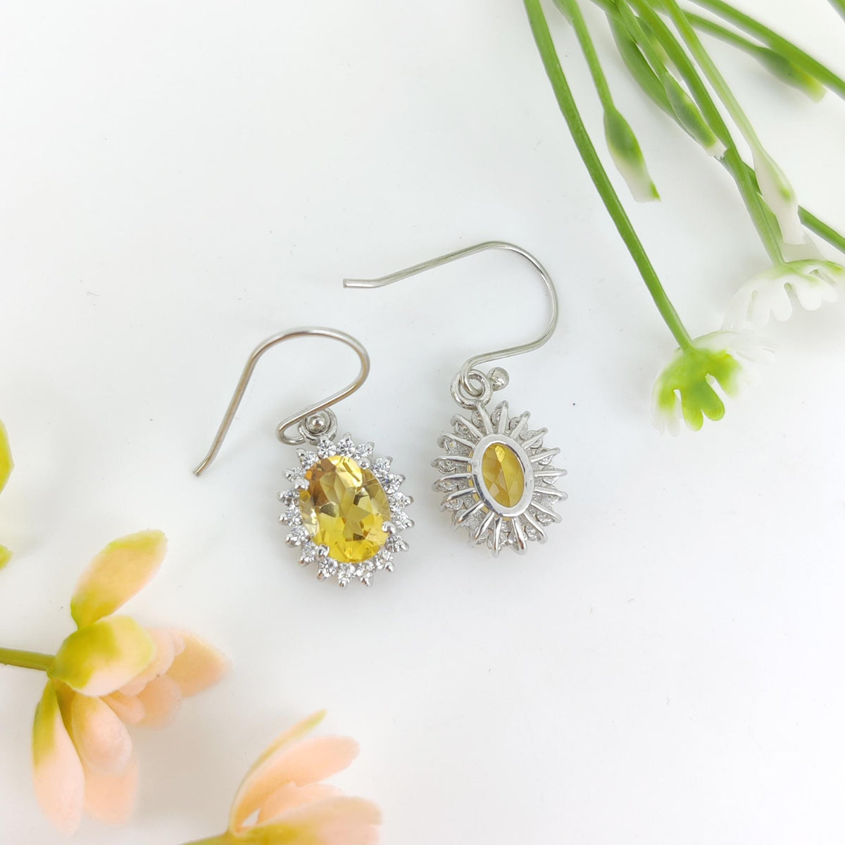 Sterling Silver Citrine Dangle Earrings: November Birthstone Jewelry