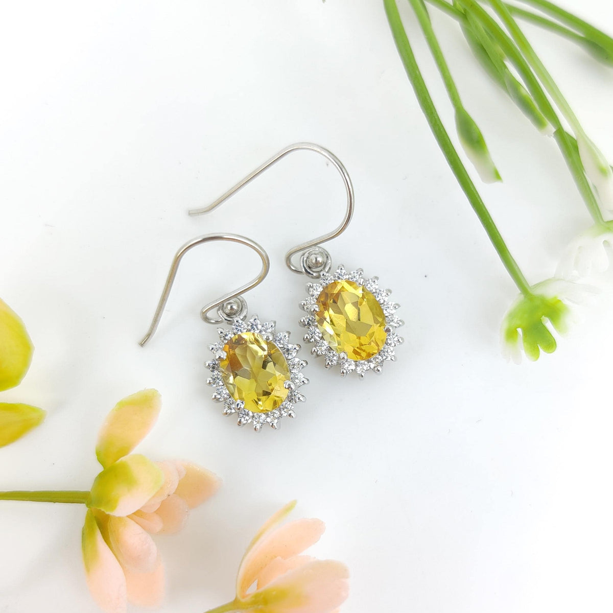 Sterling Silver Citrine Dangle Earrings: November Birthstone Jewelry