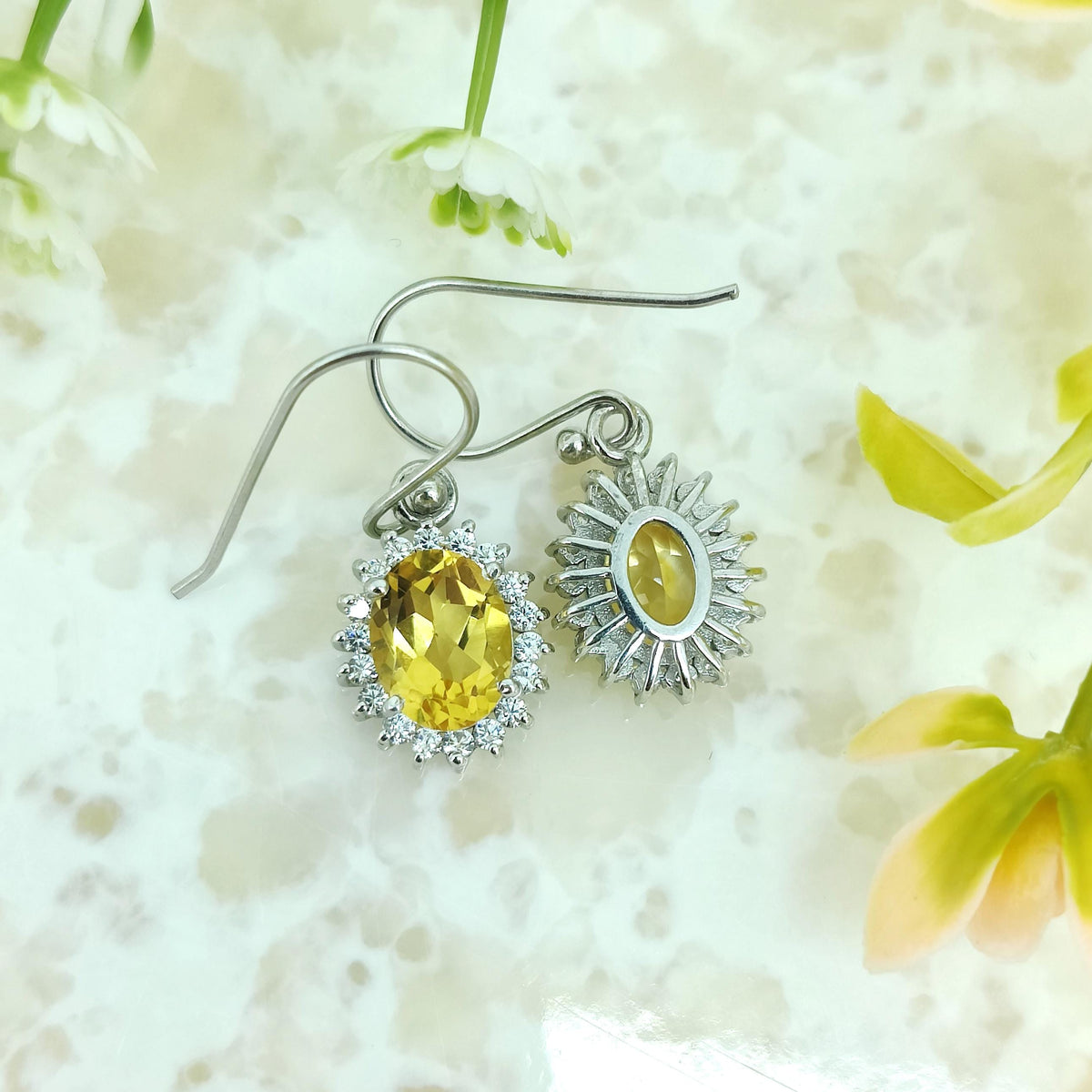 Sterling Silver Citrine Dangle Earrings: November Birthstone Jewelry