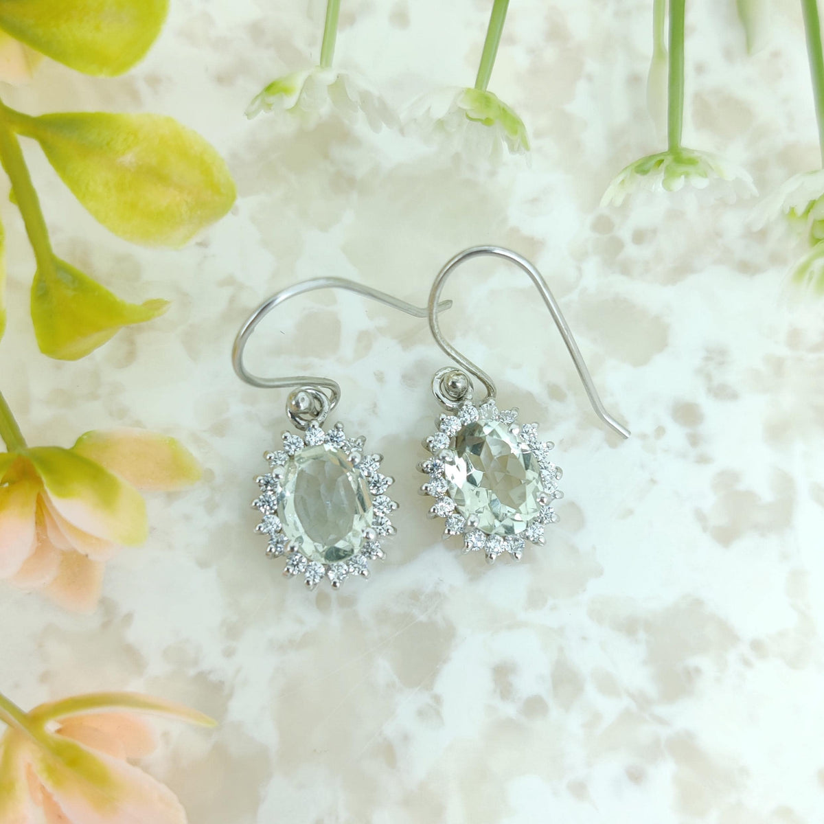 Green Amethyst Sterling Silver Earrings: February Birthstone Jewelry