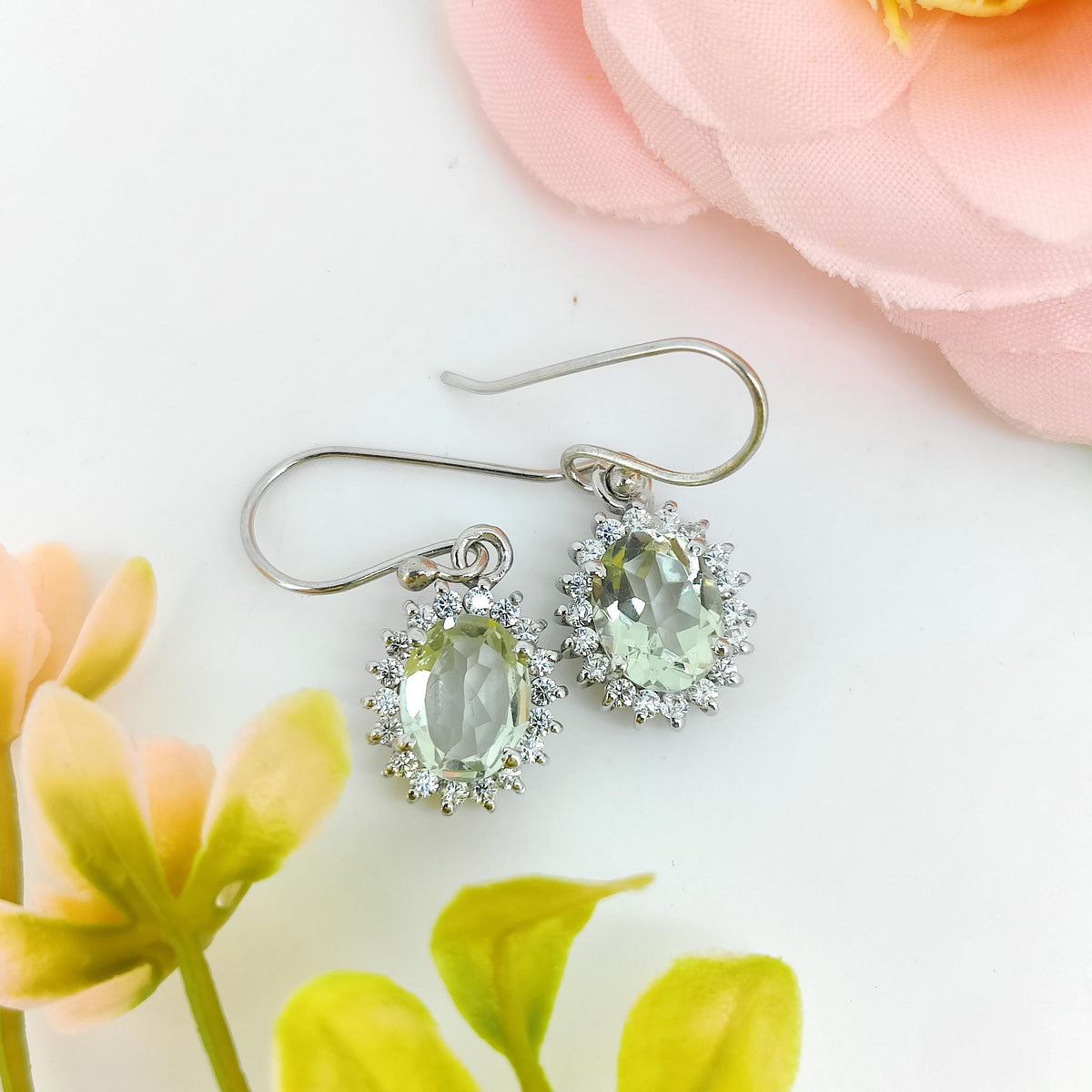 Green Amethyst Sterling Silver Earrings: February Birthstone Jewelry