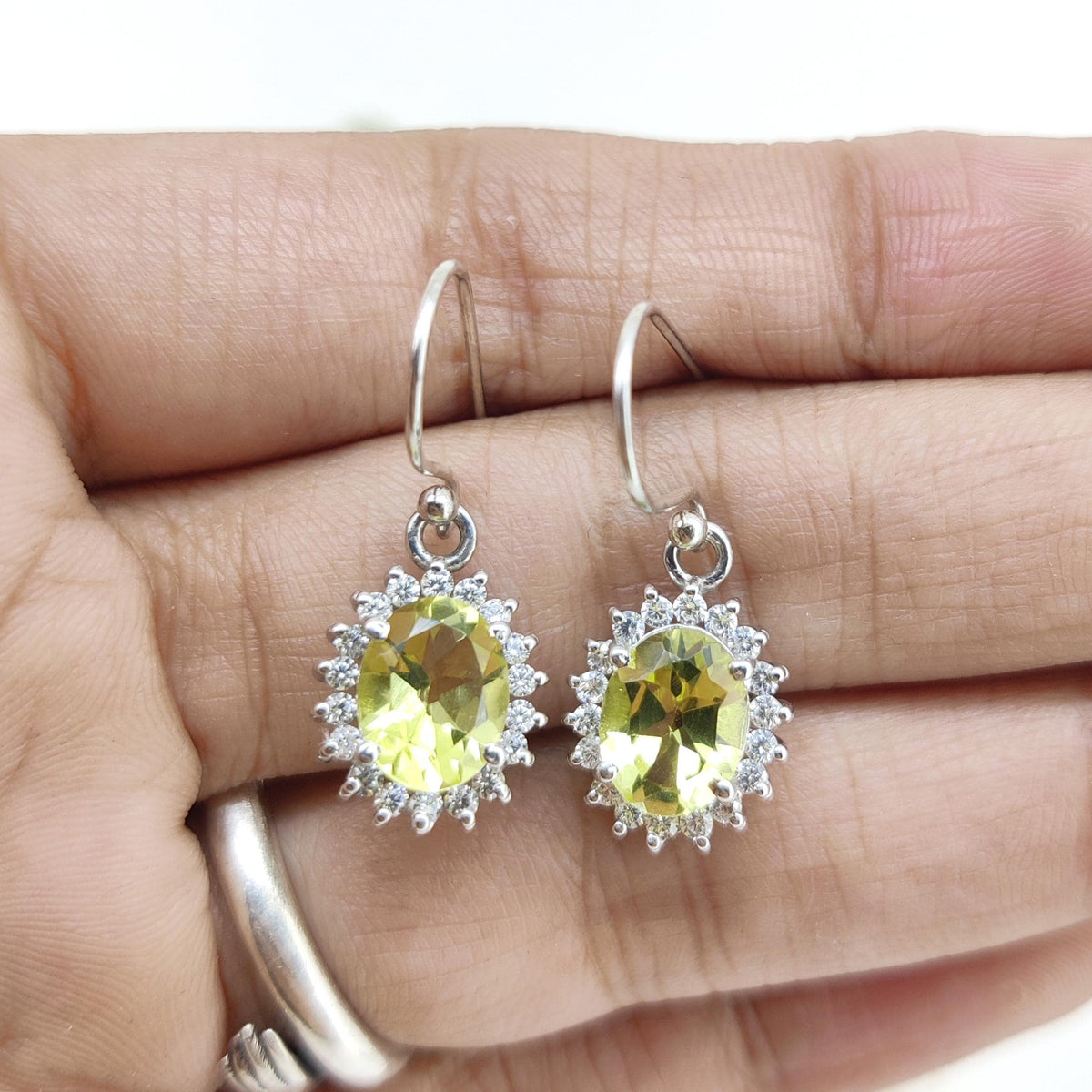 Natural Lemon Topaz Dangle Earring-925 Sterling Silver-Lemon Jewelry-November Birthstone