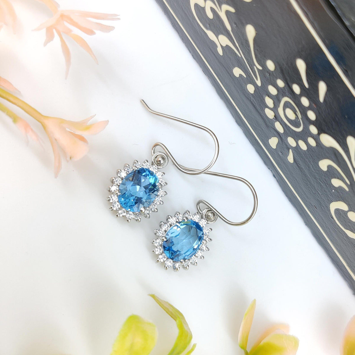 Swiss Blue Topaz Dangle Earring-925 Sterling Silver-Blue Topaz Jewelry-December Birthstone