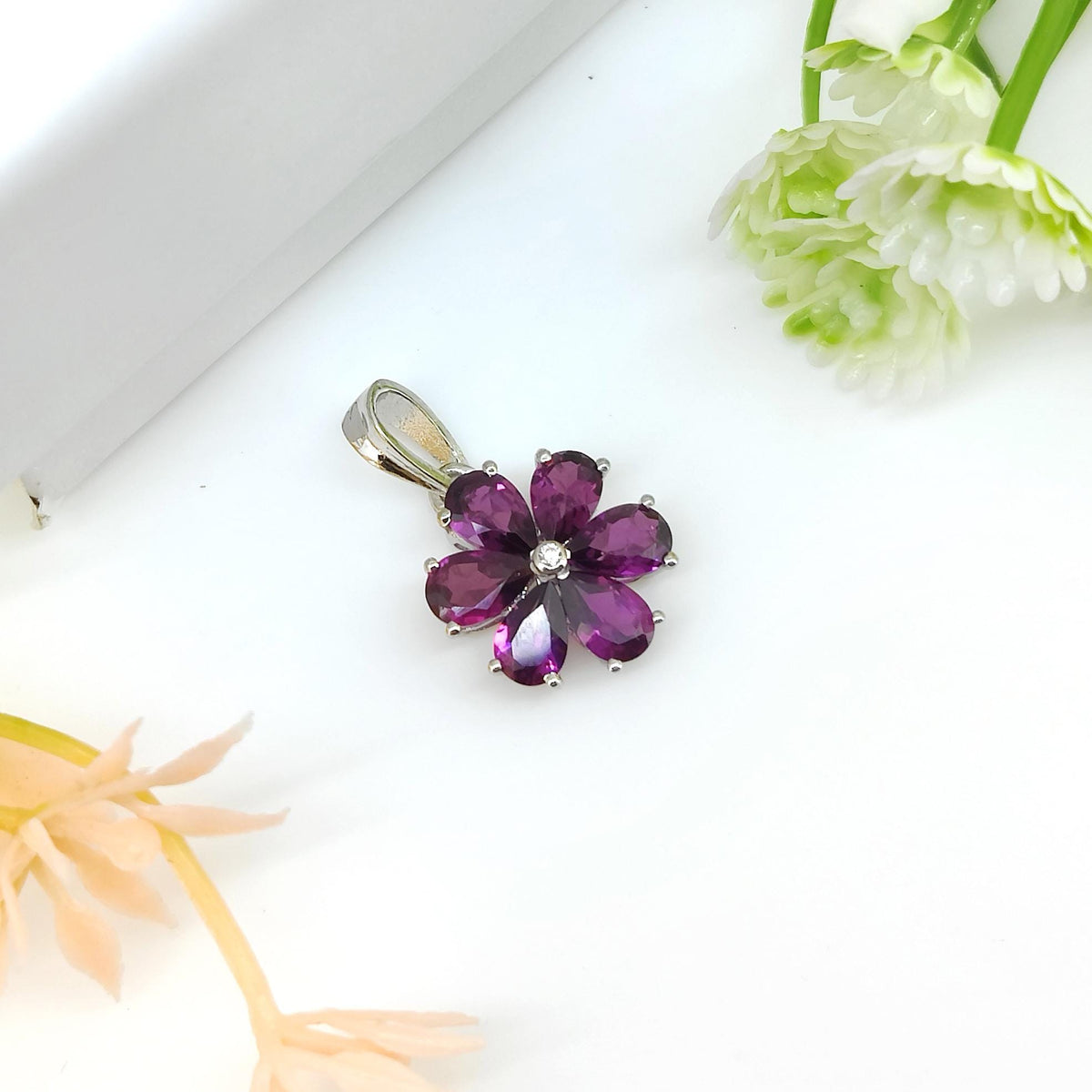 Natural Rhodolite Garnet Pendant-925 Sterling Silver-June Birthstone Jewelry-Rhodolite Garnet Jewelry