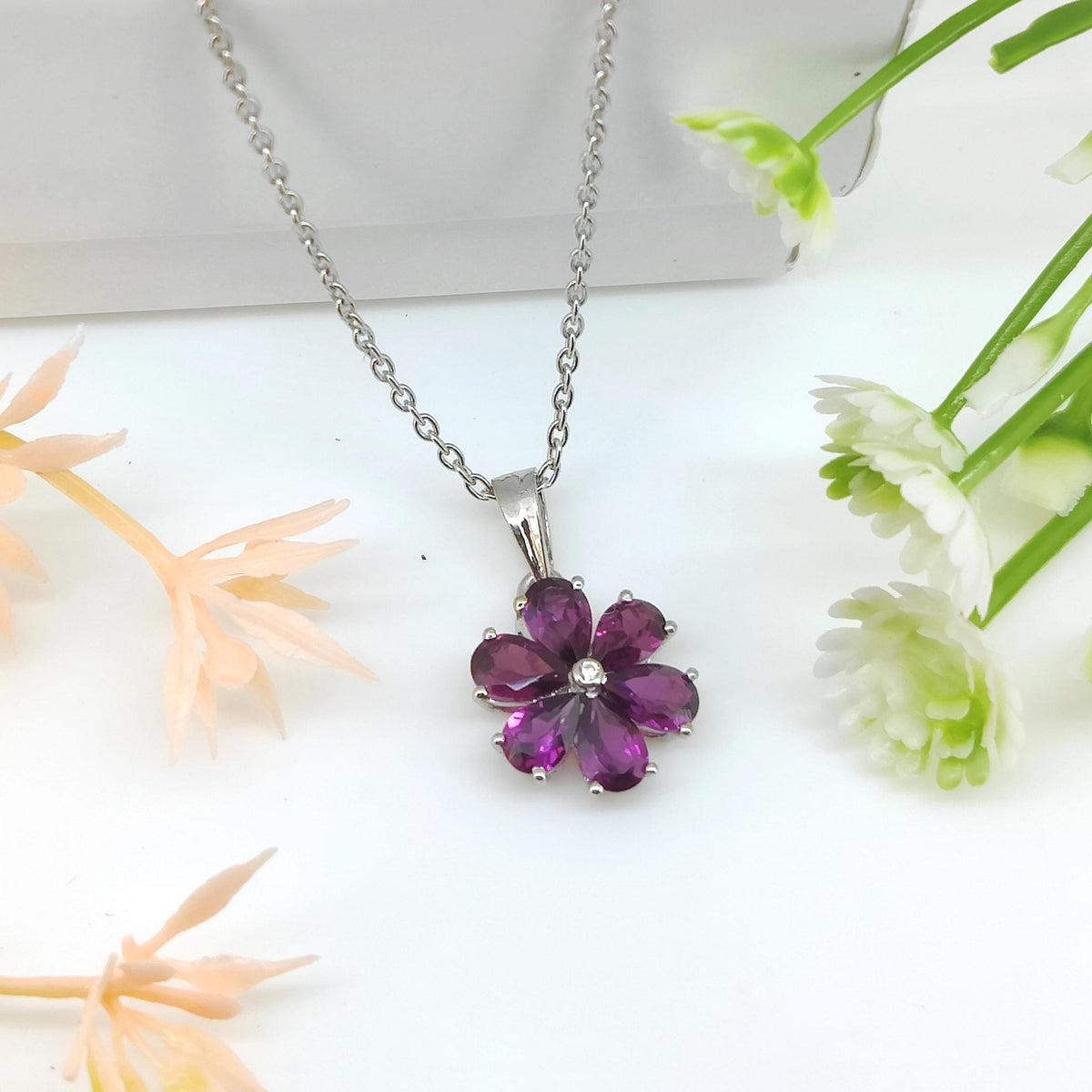 Natural Rhodolite Garnet Pendant-925 Sterling Silver-June Birthstone Jewelry-Rhodolite Garnet Jewelry