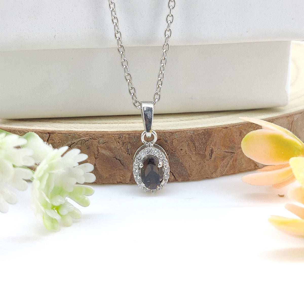 Handmade Sterling Silver Smoky Quartz Pendant Necklace: November Birthstone
