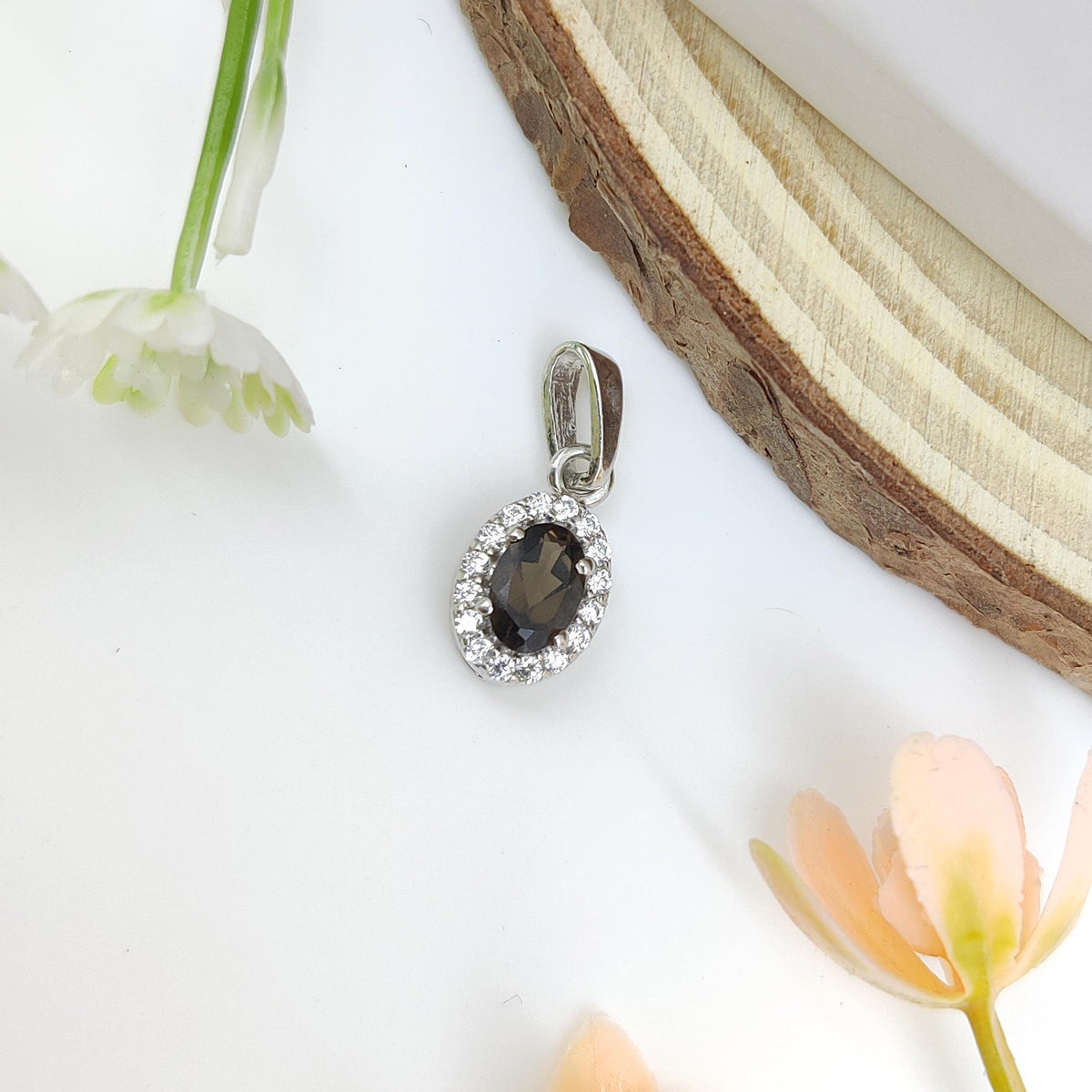 Handmade Sterling Silver Smoky Quartz Pendant Necklace: November Birthstone