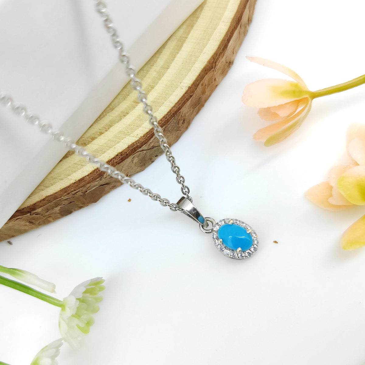 Handmade Sterling Silver Turquoise Pendant Necklace: December Birthstone