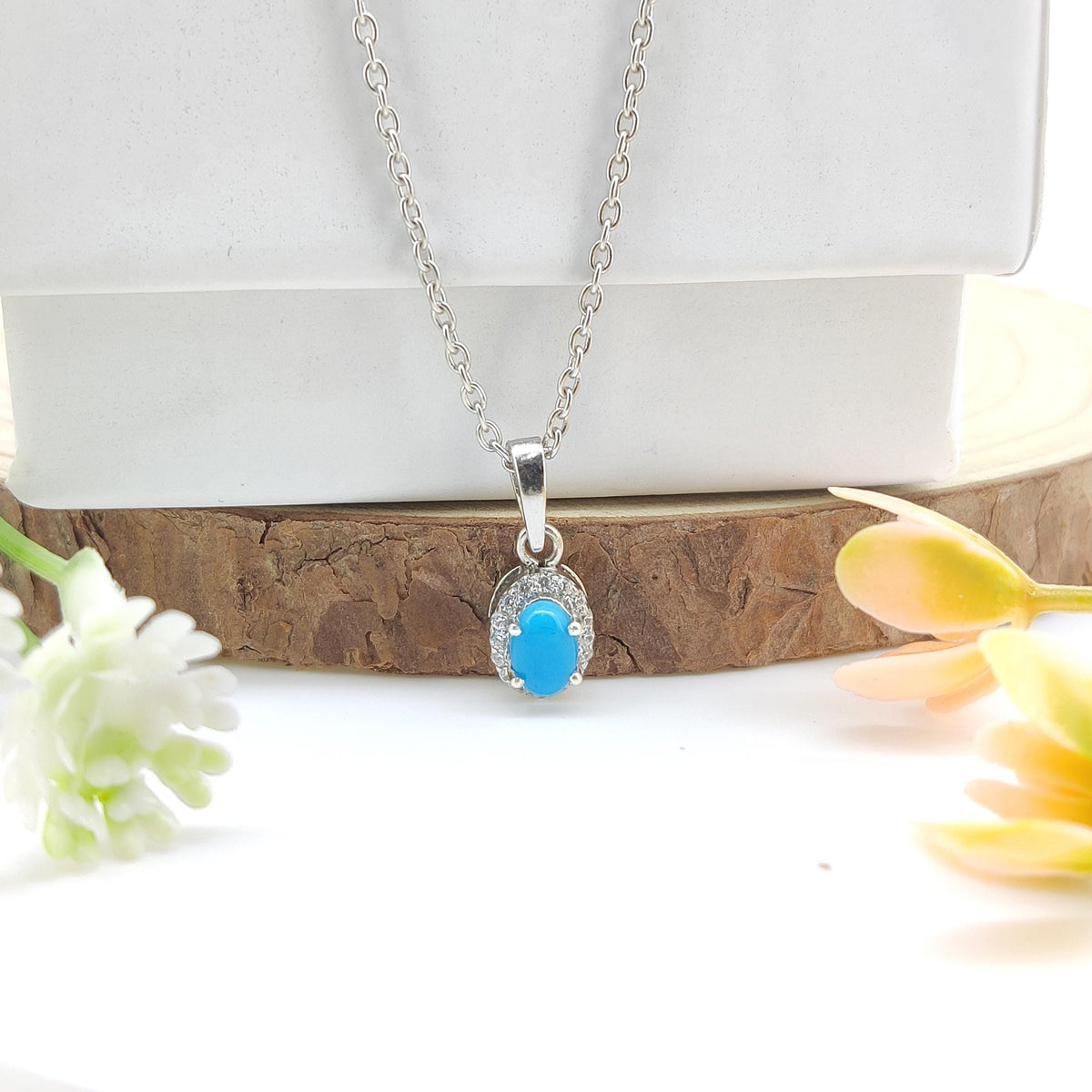 Handmade Sterling Silver Turquoise Pendant Necklace: December Birthstone
