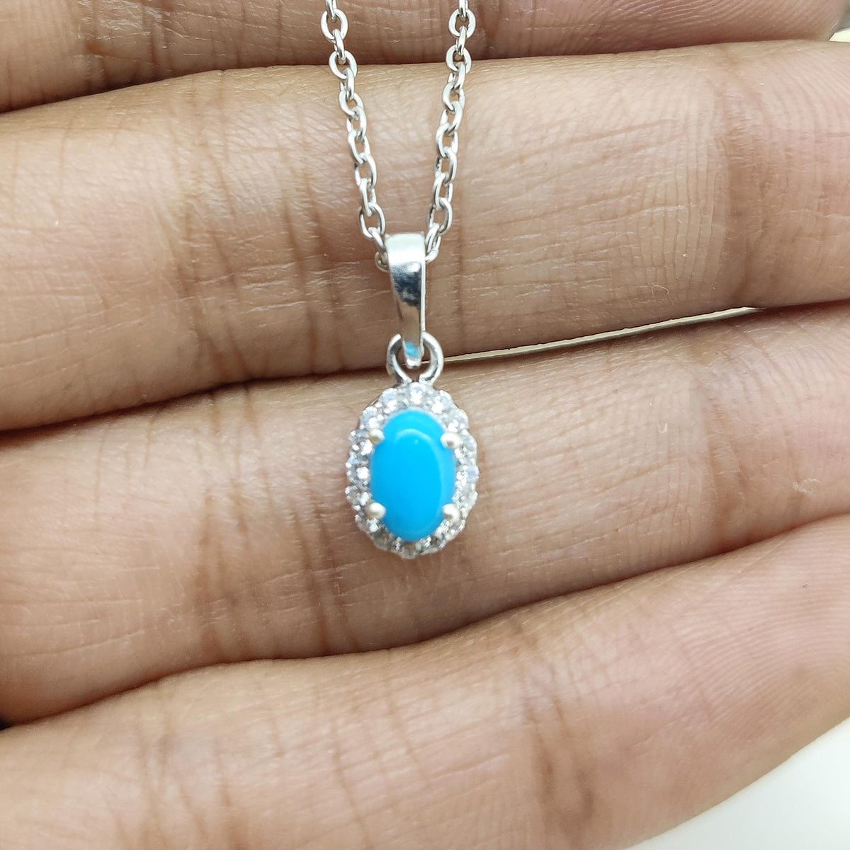 Handmade Sterling Silver Turquoise Pendant Necklace: December Birthstone