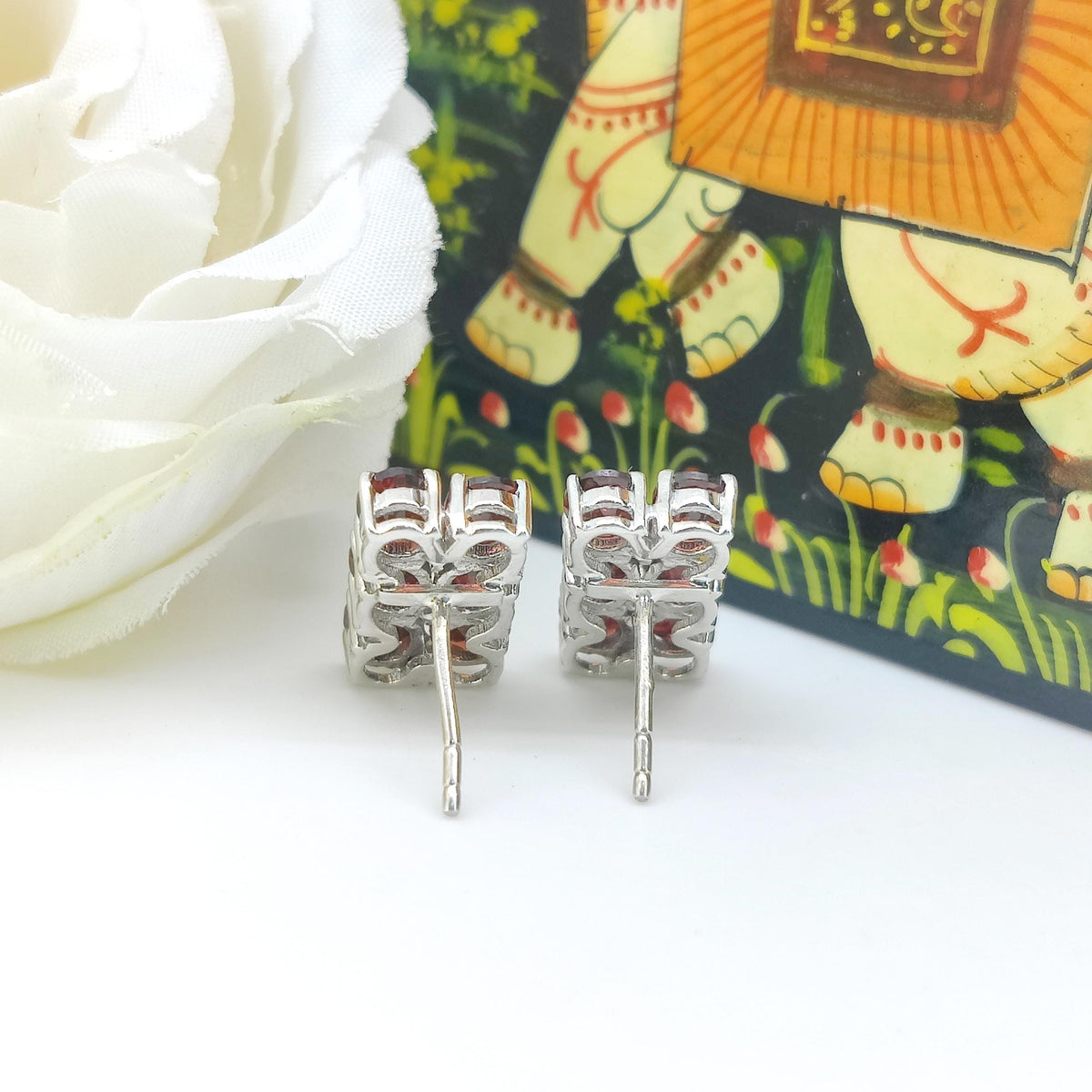 Garnet Sterling Silver Stud Earrings: January Birthstone Jewelry