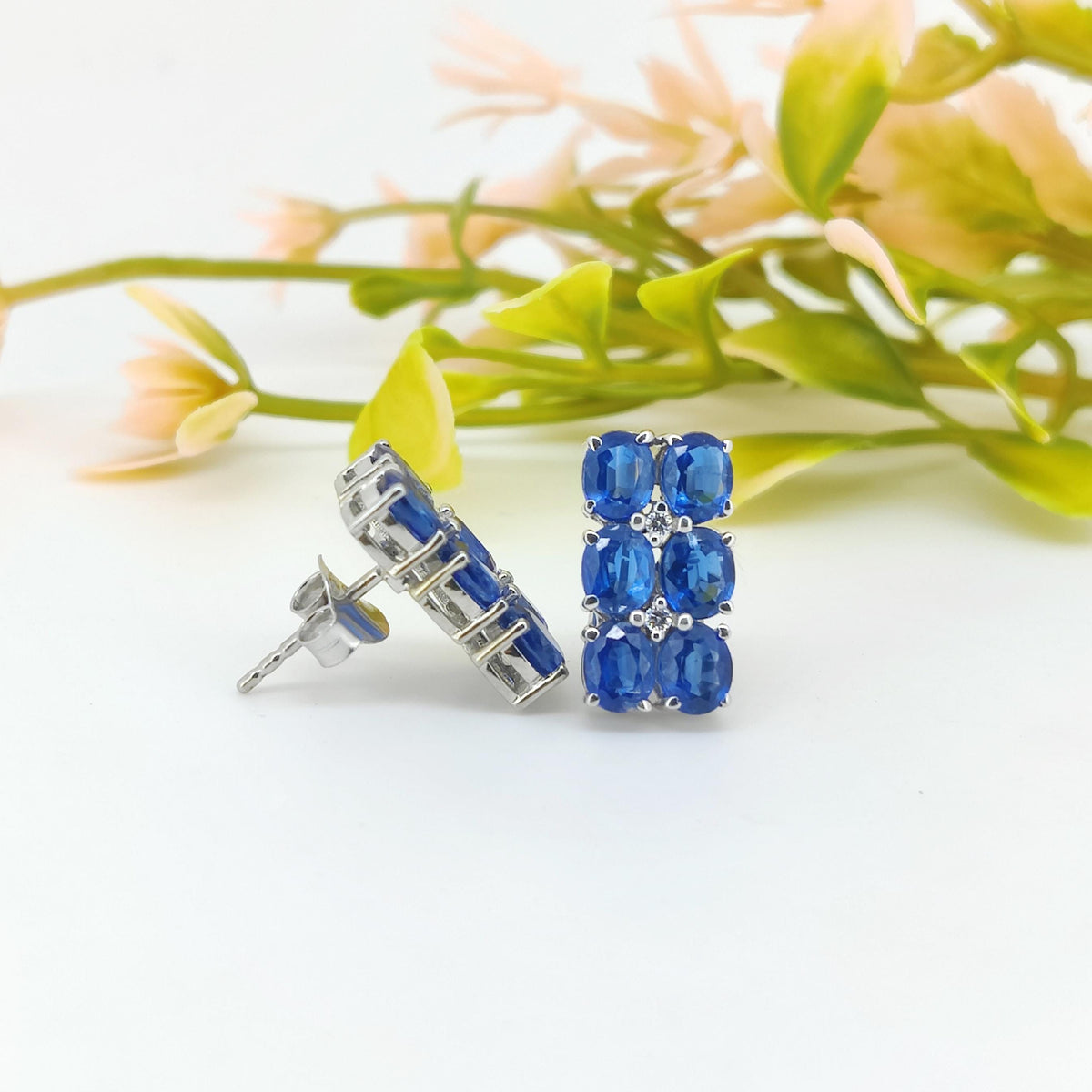 Blue Kyanite Stud Earrings: Sterling Silver September Birthstone
