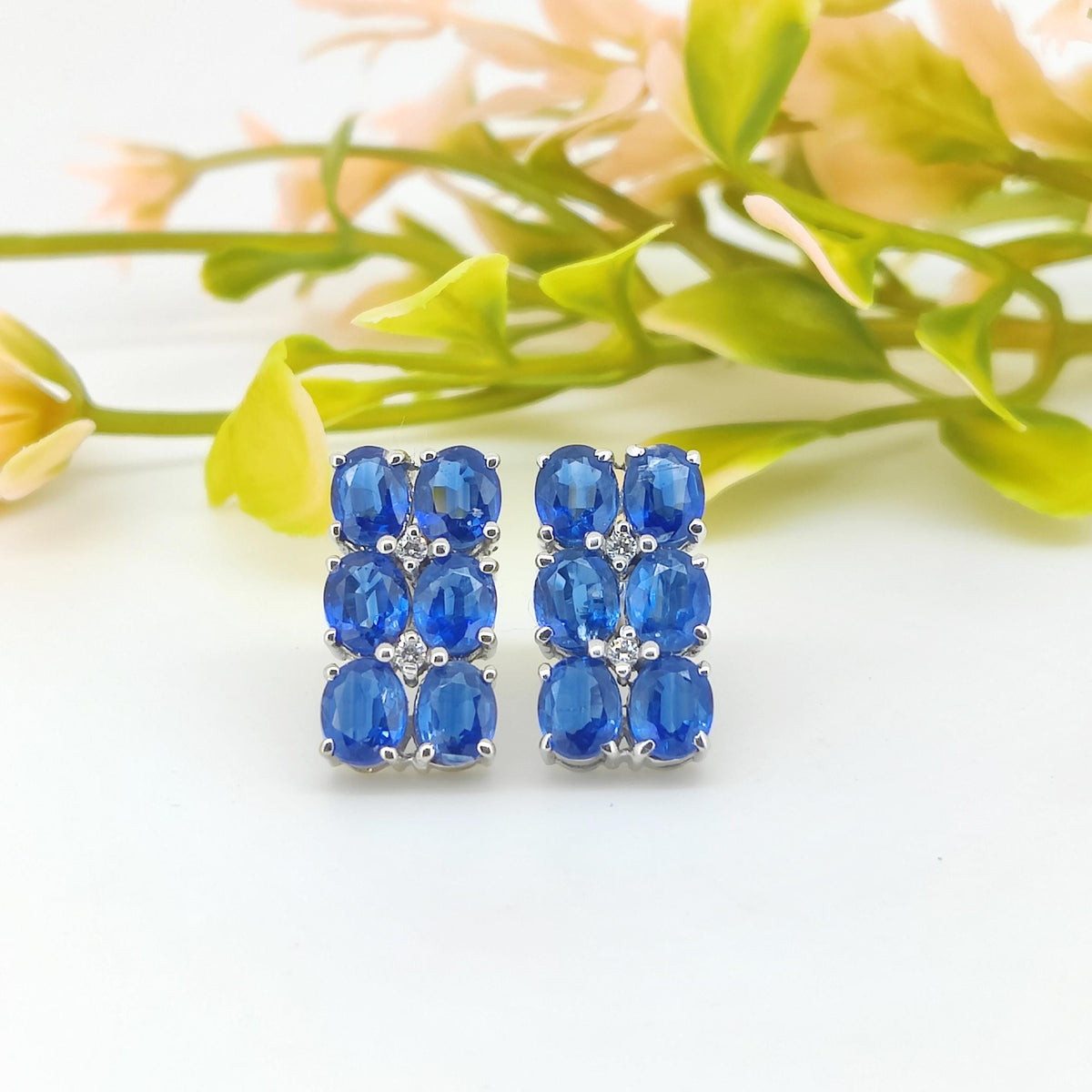 Blue Kyanite Stud Earrings: Sterling Silver September Birthstone