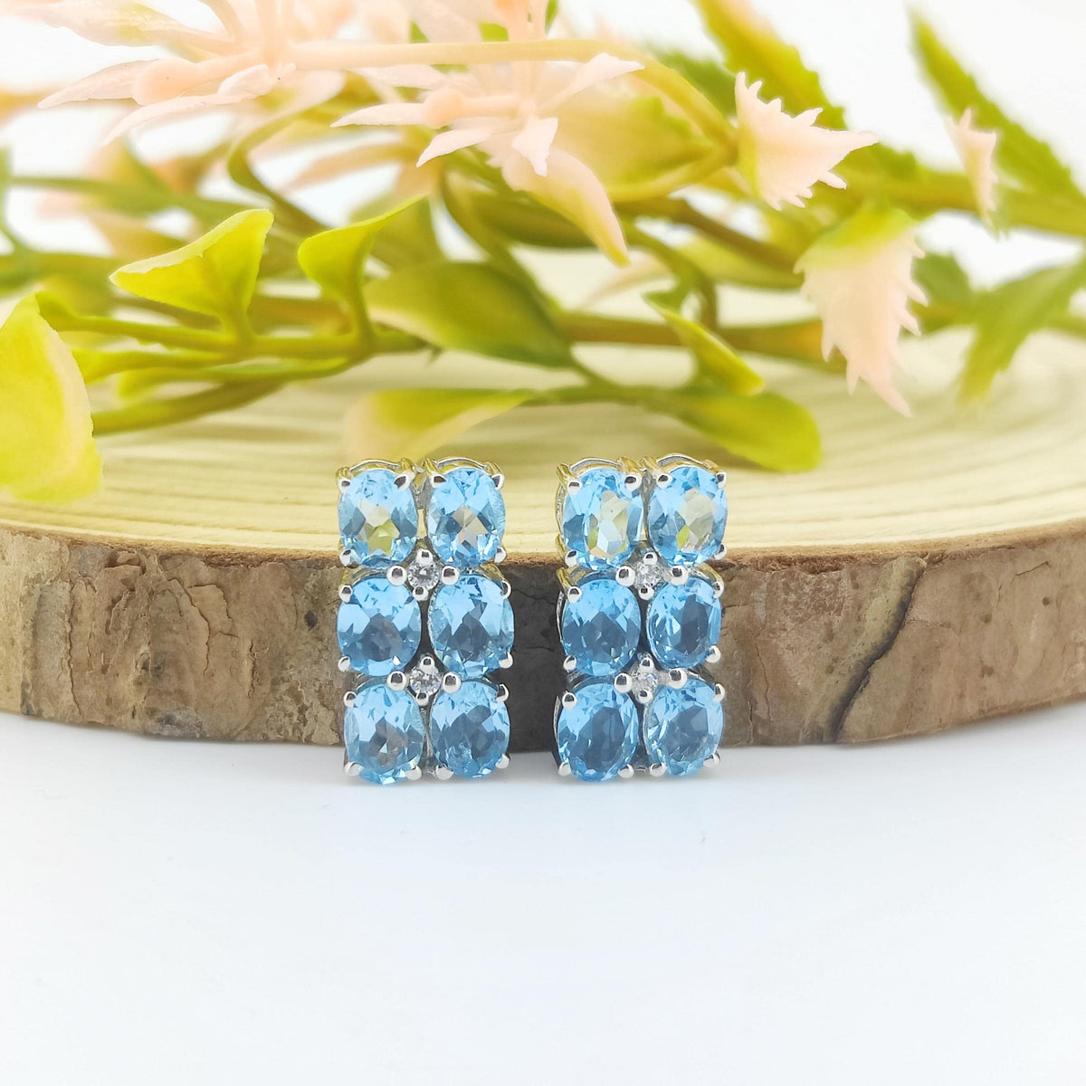 Swiss Blue Topaz Sterling Silver Stud Earrings: December Birthstone
