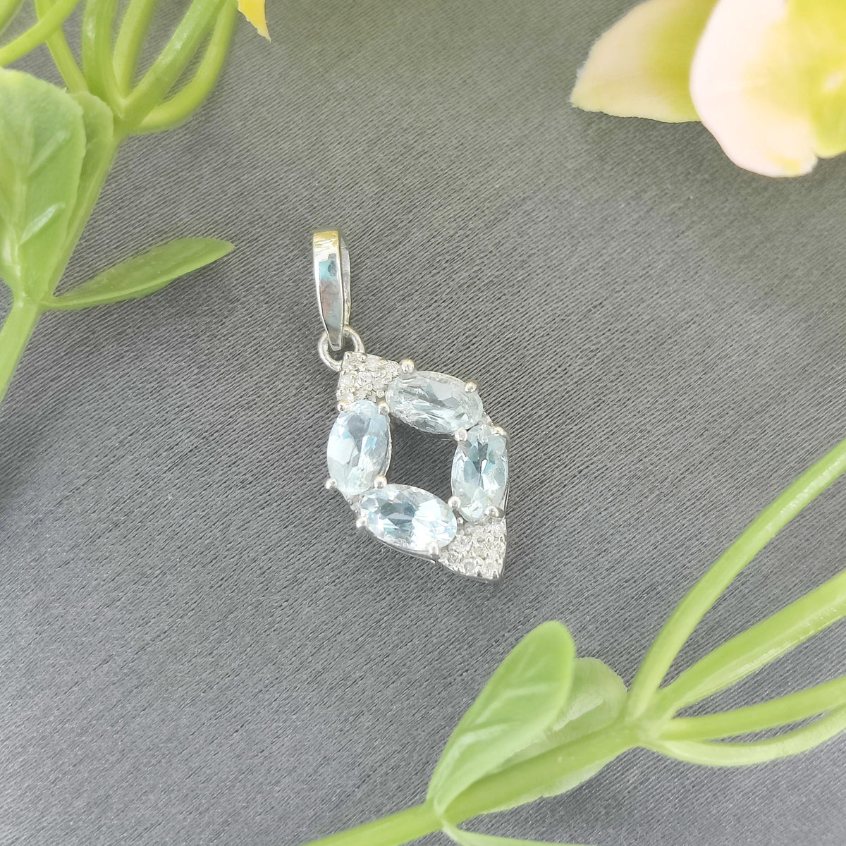 Natural Aquamarine Pendant-925 Sterling Silver Jewelry-March Birthstone-Aquamarine  Pendant