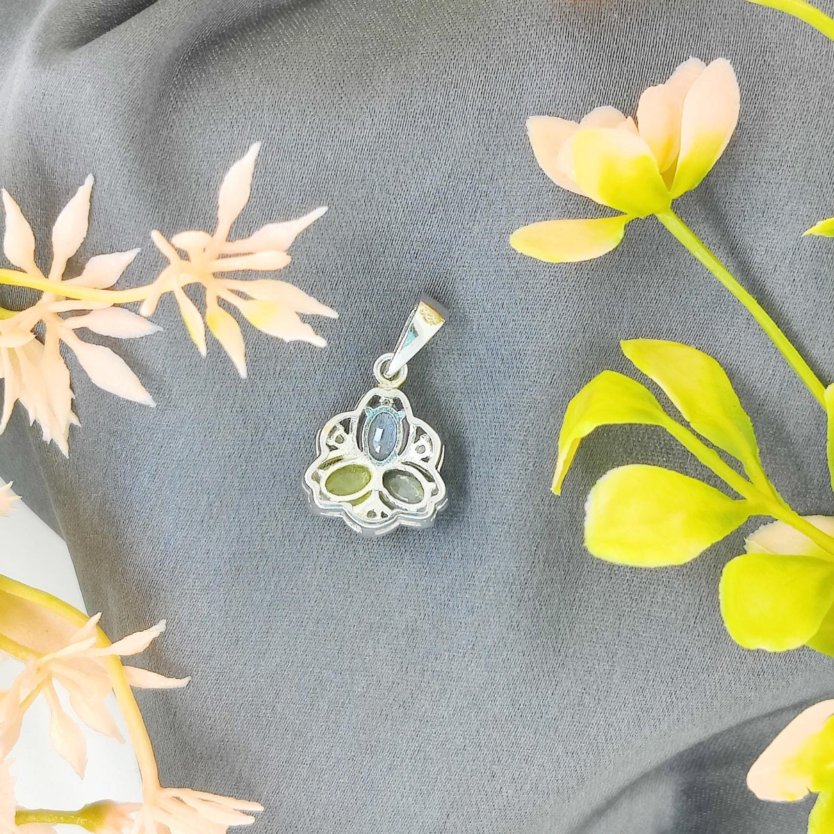 Natural Multi Sapphire Pendant-925 Sterling Silver-September Birthstone Pendant-Sapphire Jewelry