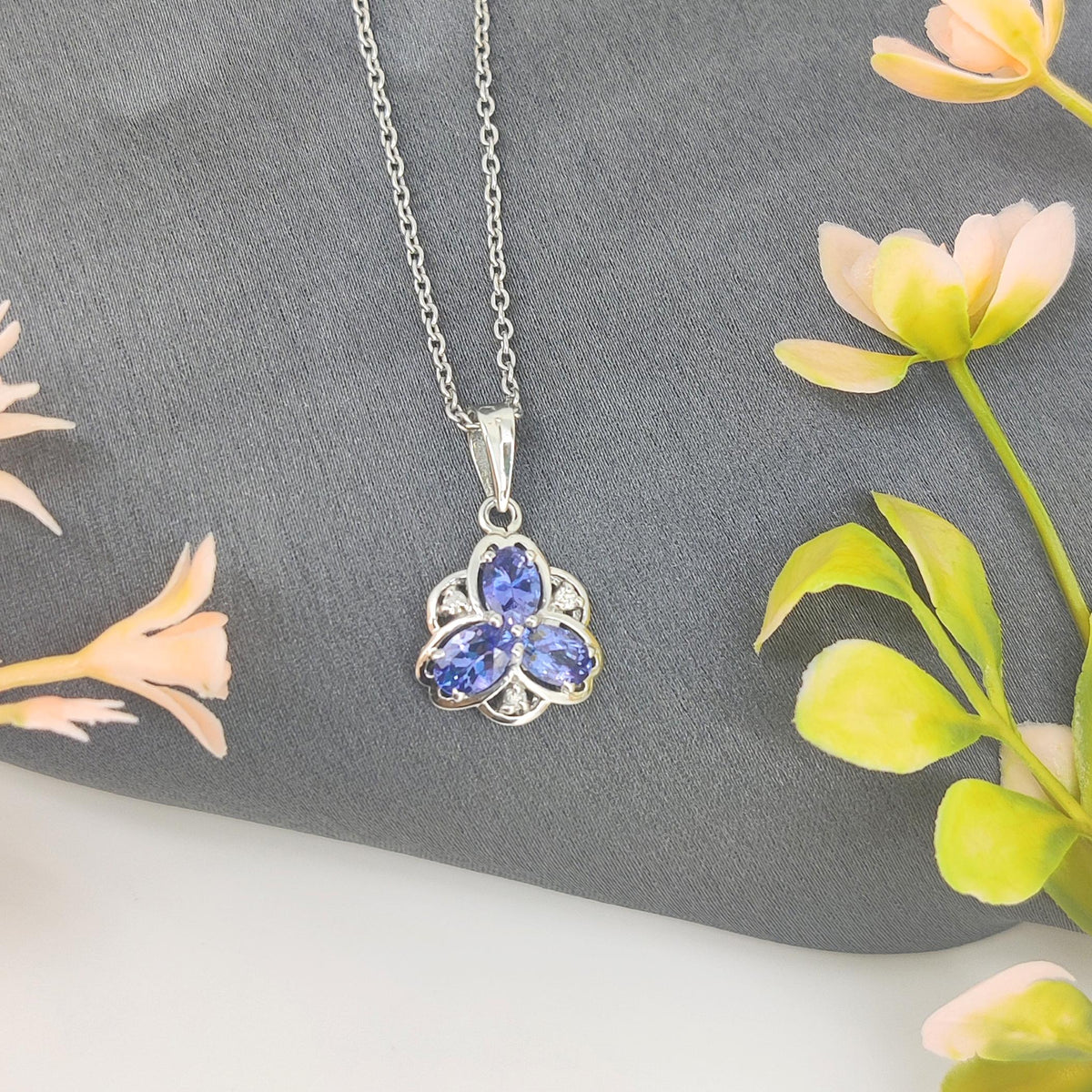 Natural Tanzanite Pendant Sterling Silver December Birthstone