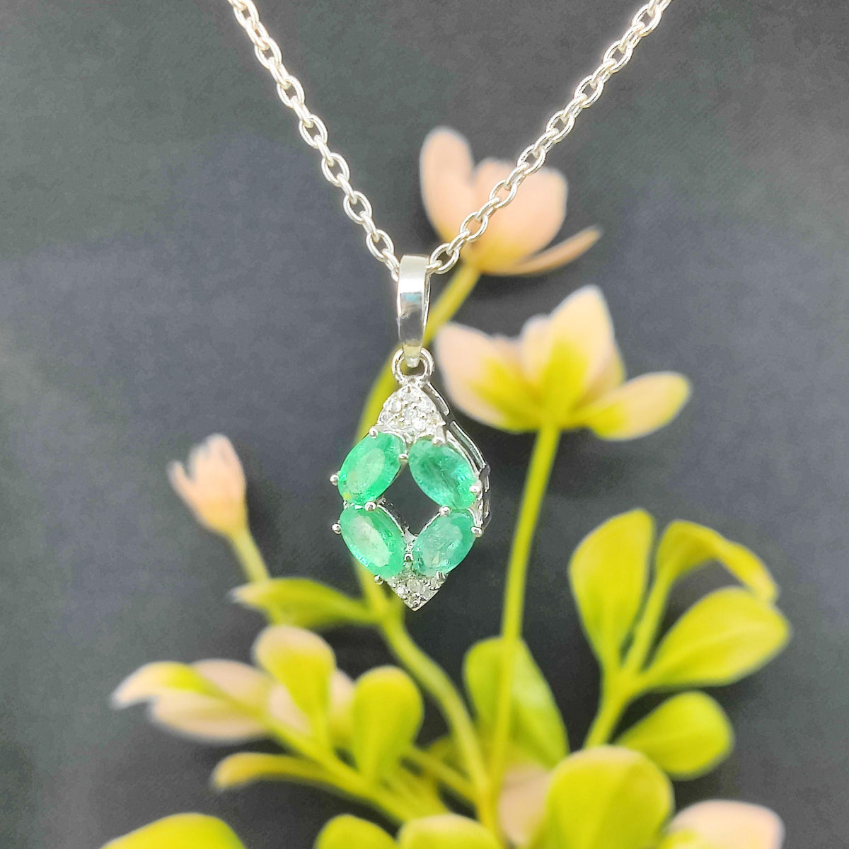 Natural Emerald Pendant- Sterling Silver-May Birthstone Jewelry-Green Emerald Jewelry-Gift for wife
