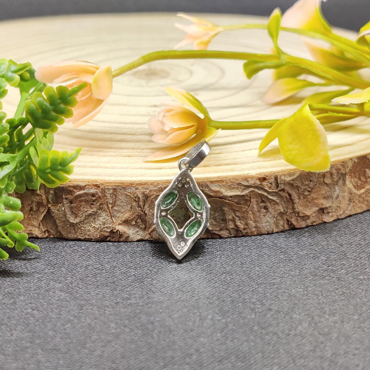 Natural Emerald Pendant- Sterling Silver-May Birthstone Jewelry-Green Emerald Jewelry-Gift for wife