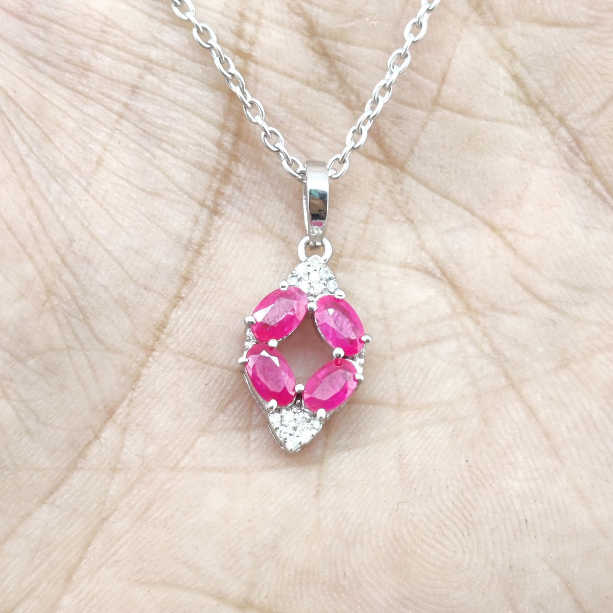 Natural Ruby Pendant-July Birthstone-925 Sterling Silver Jewelry-Gift for Anniversary