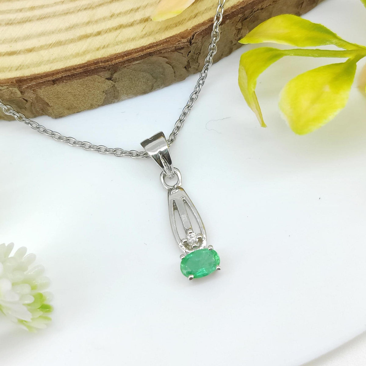 Natural Emerald Pendant-925 Sterling Silver-May Birthstone -Green Emerald Jewelry-Gift for wedding
