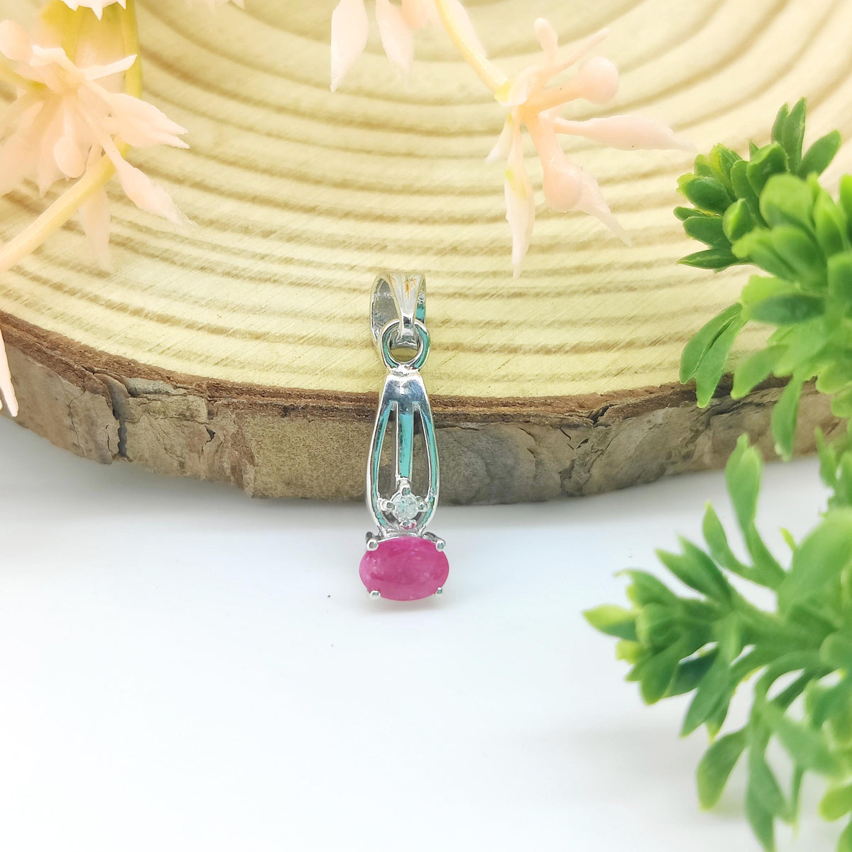Natural Ruby Pendant-July Birthstone-925 Sterling Silver -Minimalist Ruby Jewelry