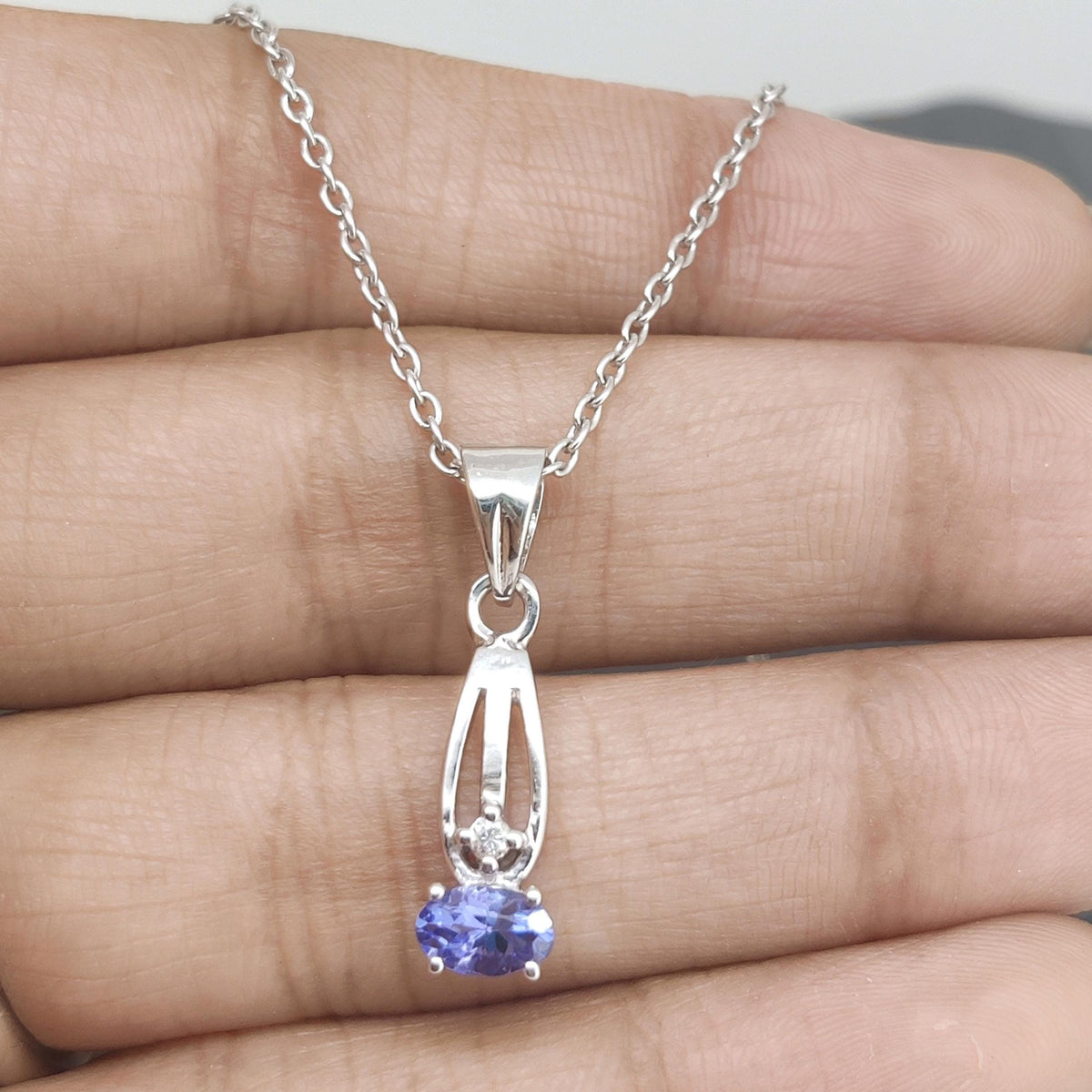 Natural Tanzanite Pendant- 925 Sterling Silver Jewelry-December Birthstone Jewelry-Cubic Zircon Women's Pendant-Birthday Gift