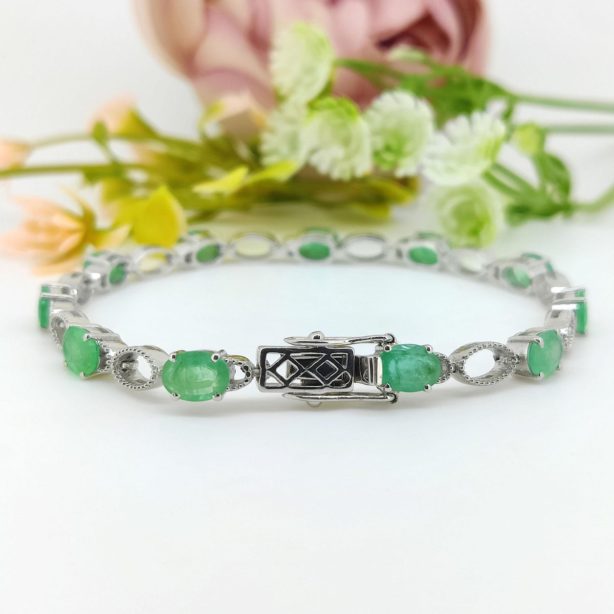 Emerald Tennis Bracelet: Sterling Silver May Birthstone Jewelry