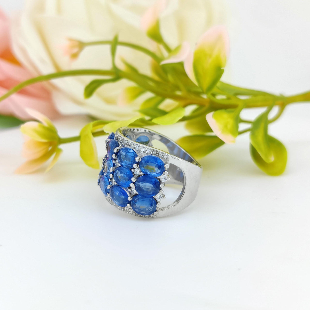 Natural Kyanite Gemstone Ring-925 Sterling Silver-September Birthstone Jewelry-Minimalist Oval Kyanite Jewelry-Wedding Ring for Gift