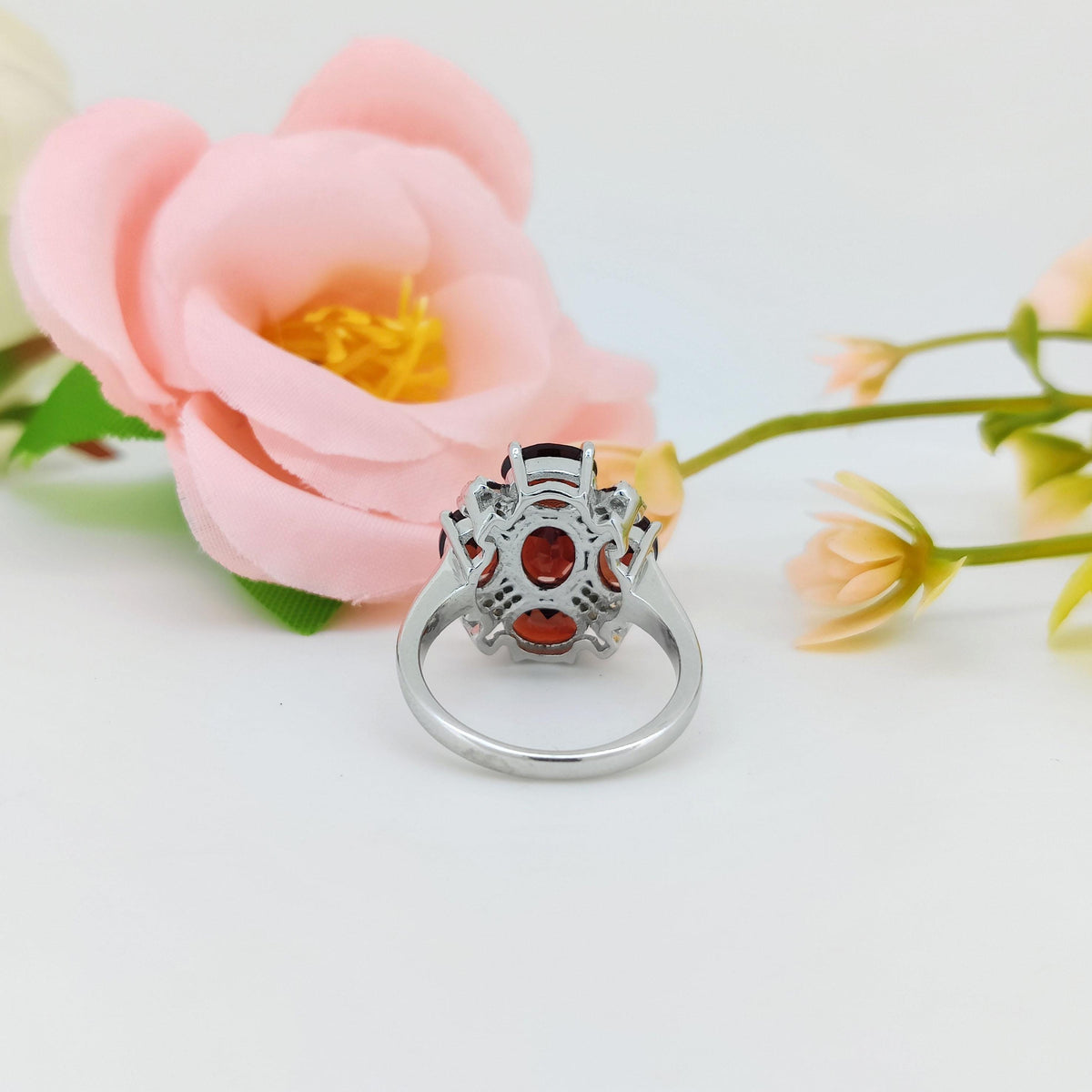 Oval Garnet Ring: Sterling Silver January Birthstone Jewelry