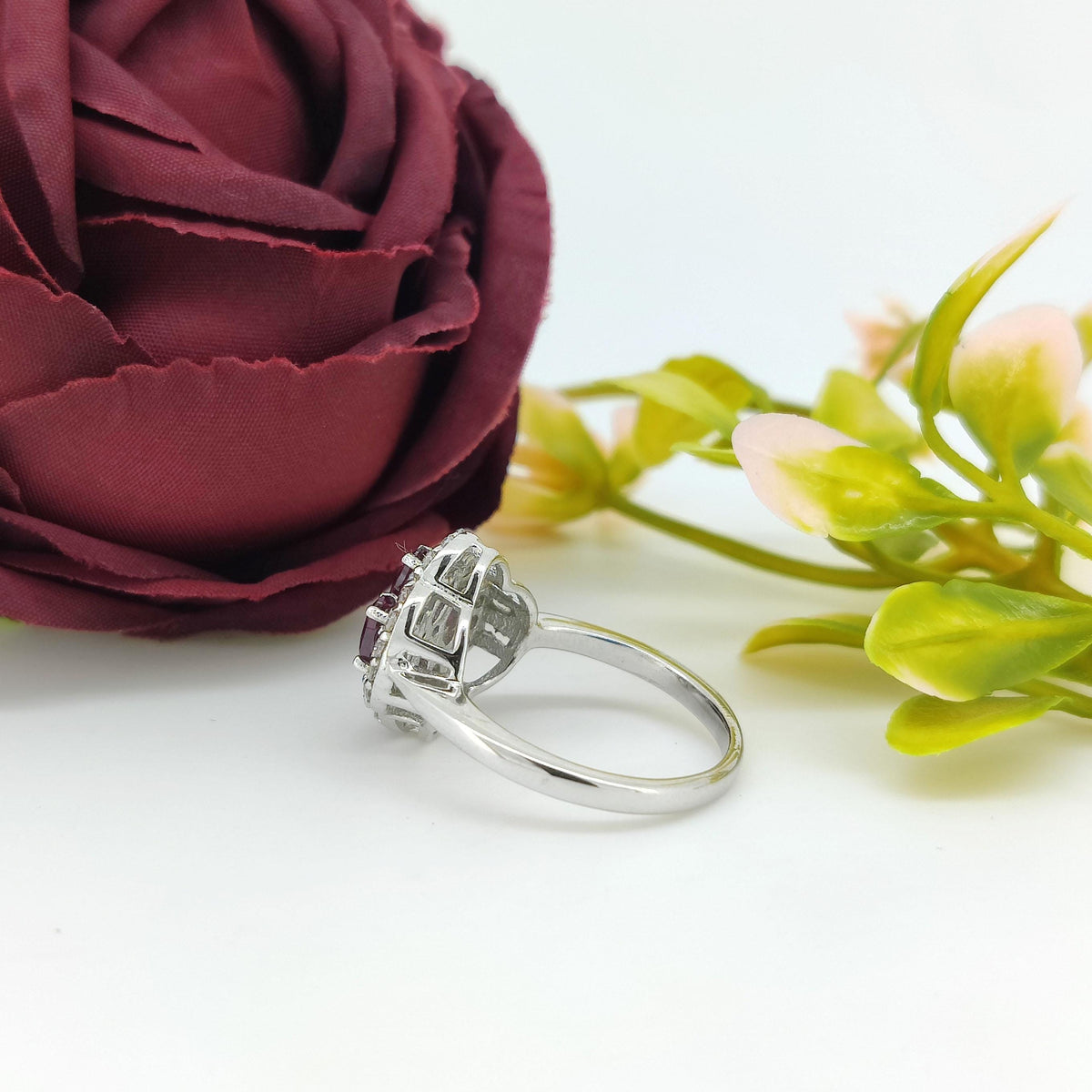 Rhodolite Garnet Ring: Sterling Silver Gemstone Cluster, June Birthstone