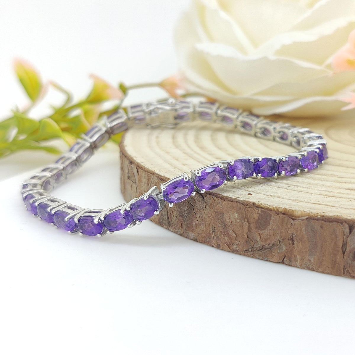 Amethyst Tennis Bracelet-925 Sterling Silver-February Birthstone Jewelry-Amethyst Jewelry