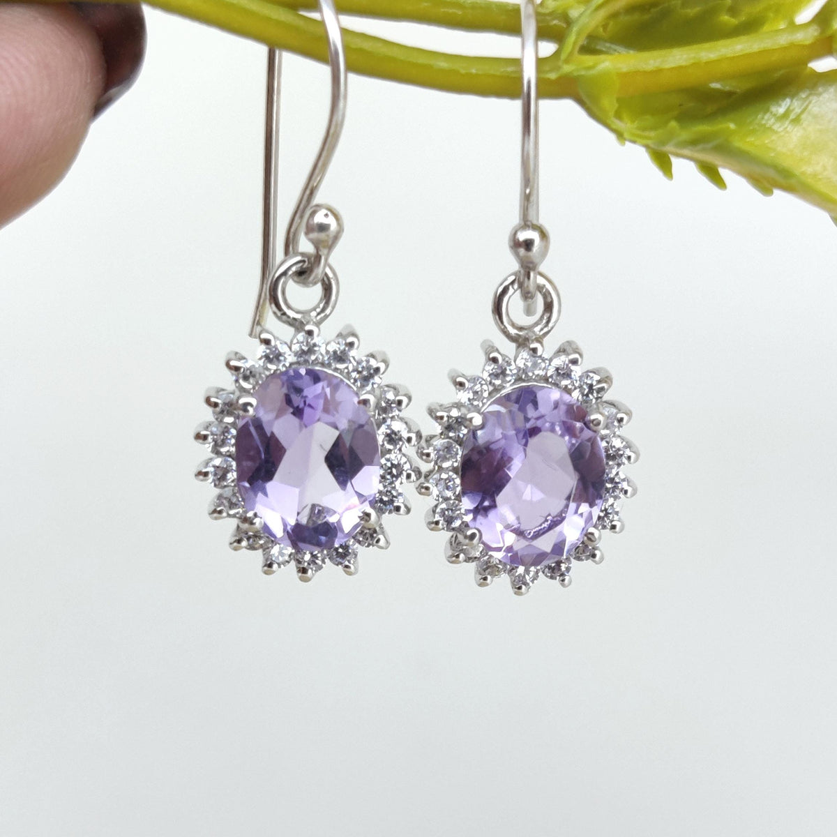 Natural Amethyst Earring-Gemstone Cluster Earring-925 Sterling Silver Jewelry-Purple Amethyst Jewelry-February Birthstone-Gift for Wedding
