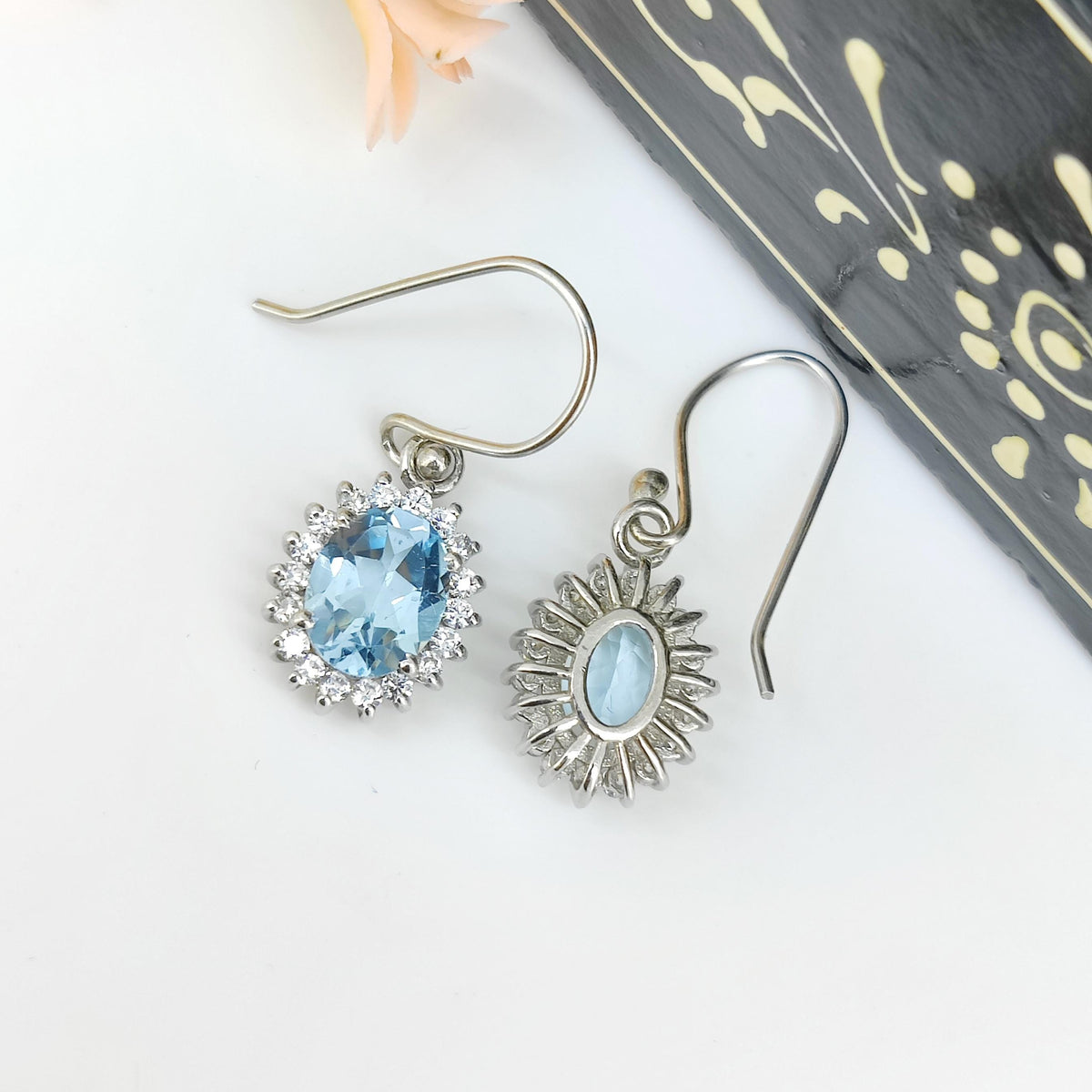 Natural Blue Topaz Earring-Sterling Silver -December Birthstone-Blue Topaz Jewelry-Gift For Wife