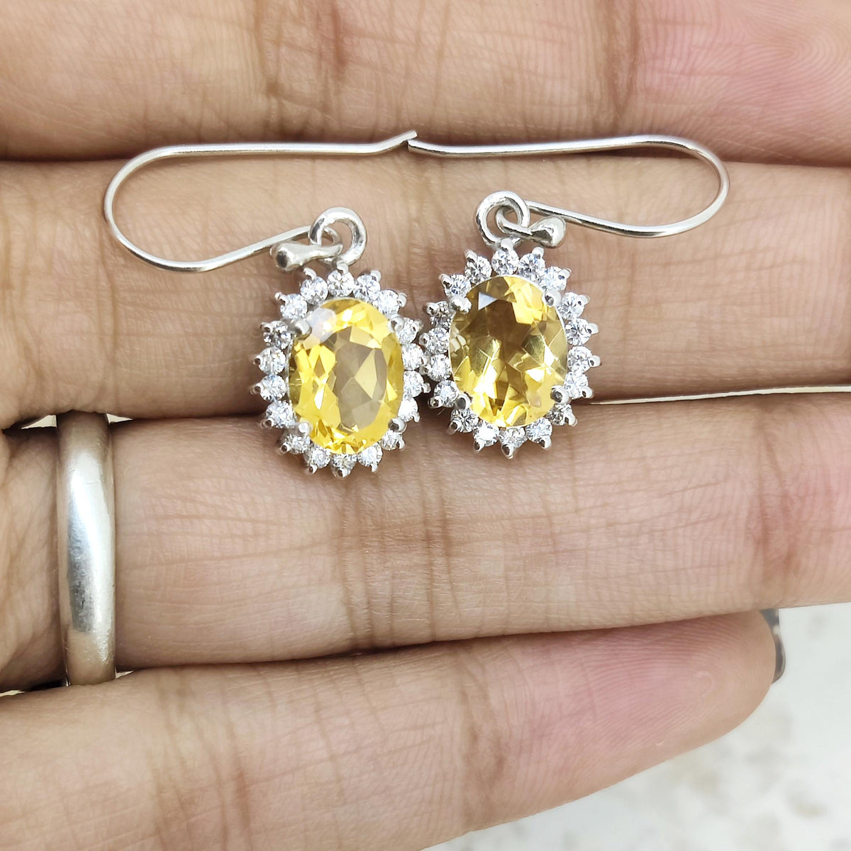 Sterling Silver Citrine Dangle Earrings: November Birthstone Jewelry