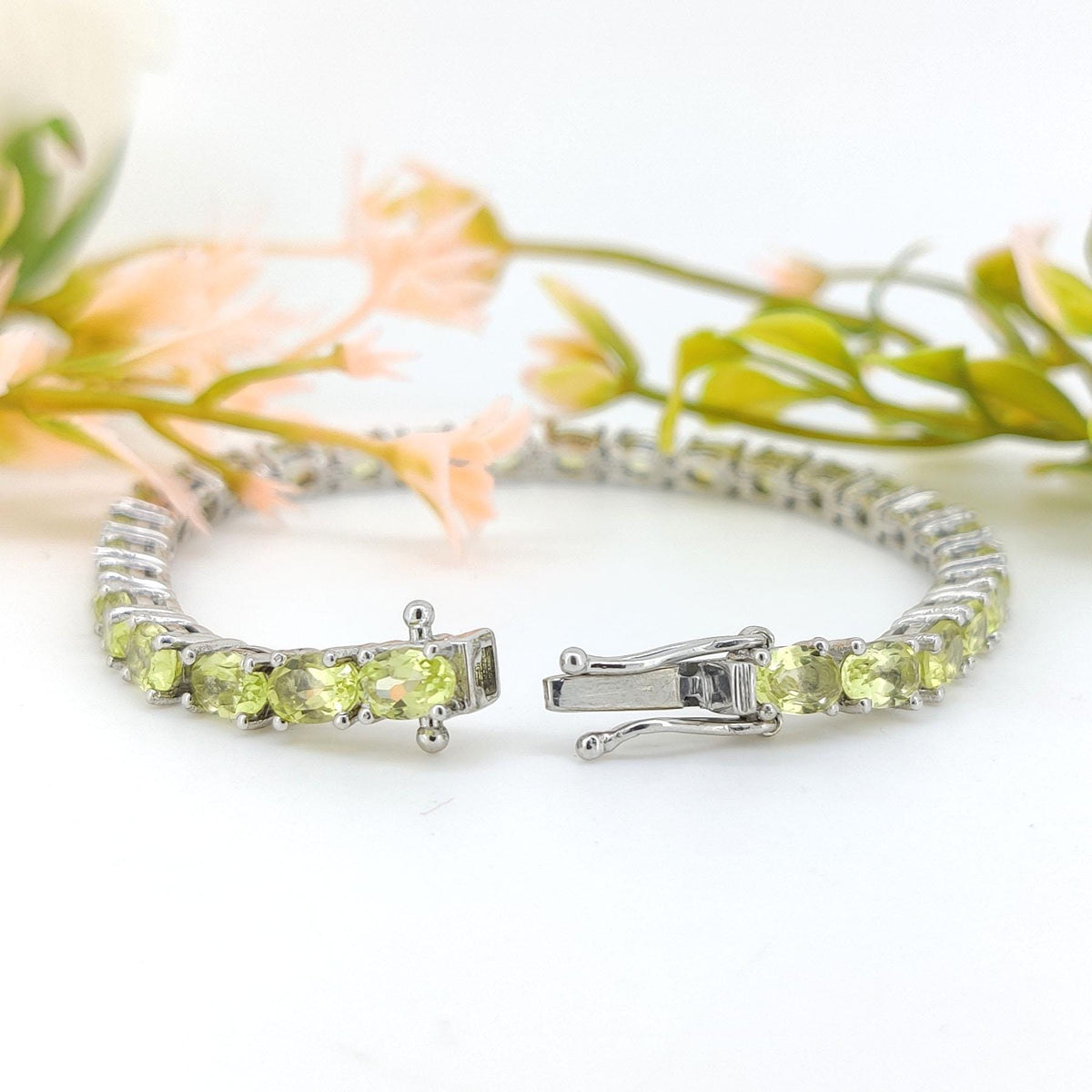 Natural Lemon Topaz Bracelet-Oval Gemstone Tennis Bracelet-925 Sterling Silver-Lemon Topaz Jewelry-November Birthstone Handmade Jewelry